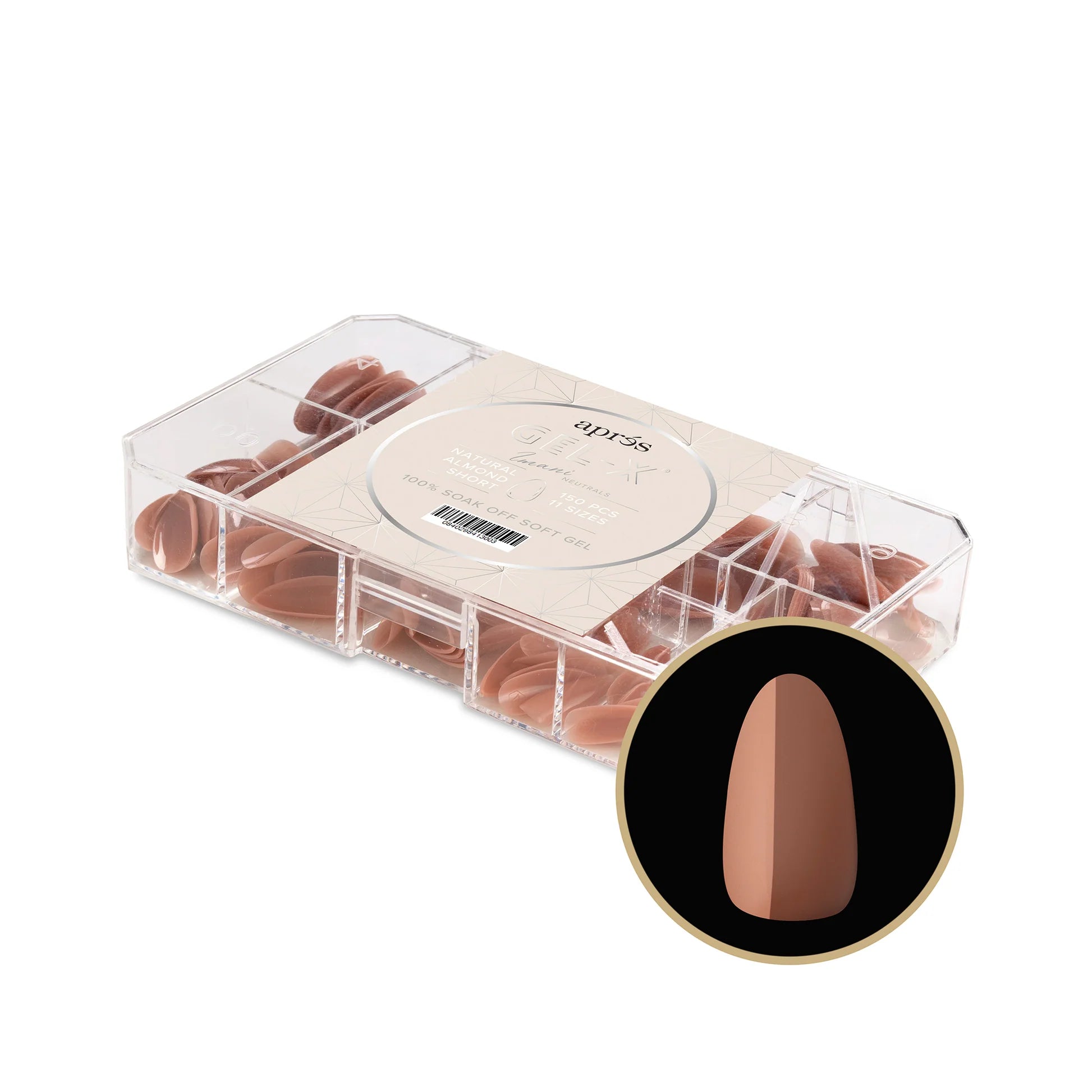 Apres Gel X Neutrals Imani Natural Nail Tips 150pc - Short Almond Shape for DIY Manicures & Salon Use | Perfect for Natural Nail Extensions & Gel Polish Application