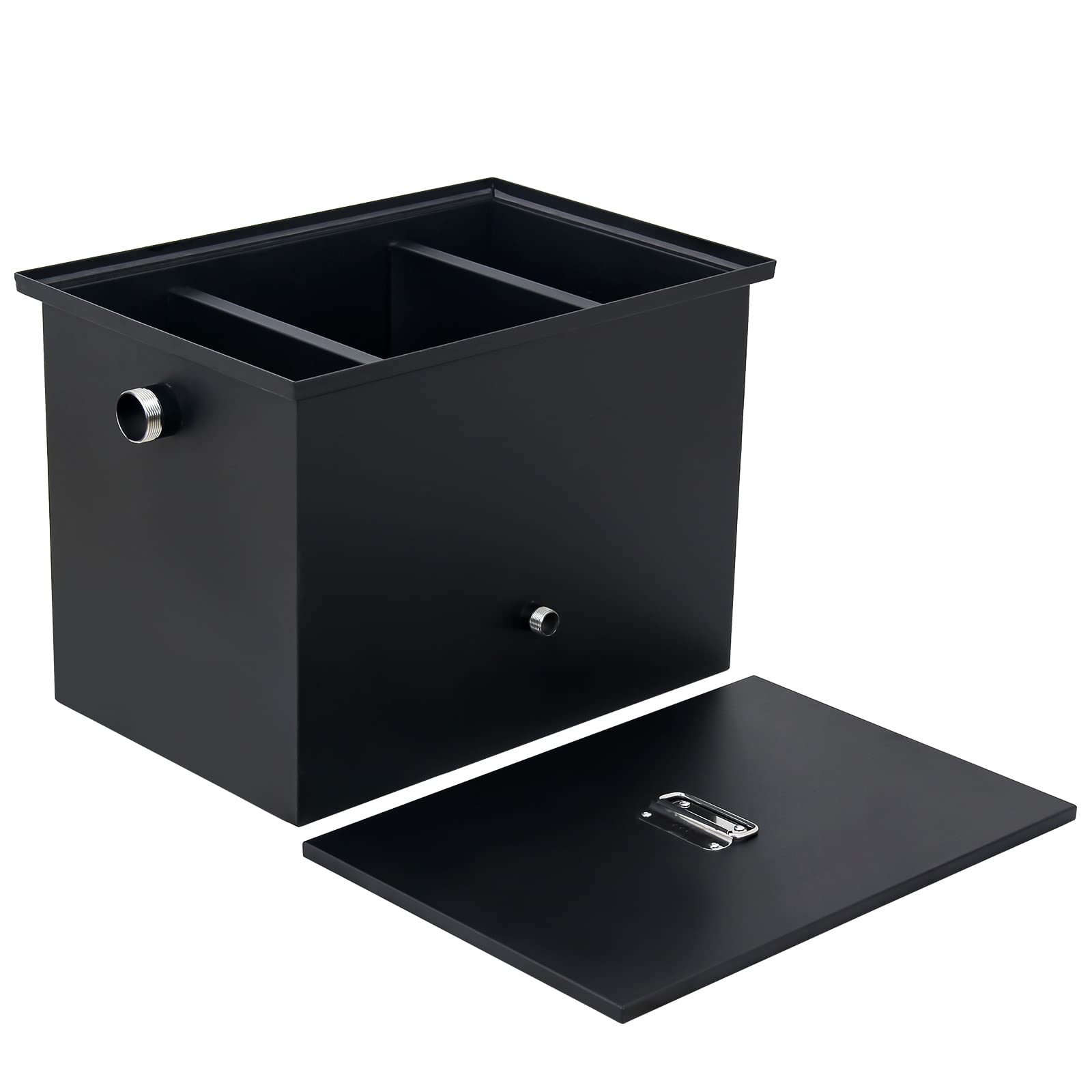 Commercial Grease Trap - 30LB Carbon Steel Under Sink Grease Interceptor for Kitchen | Oil-Water Separator with Side Inlet for Restaurants, Factories & Home Kitchens | Prevents Clogs & Maintains Plumbing