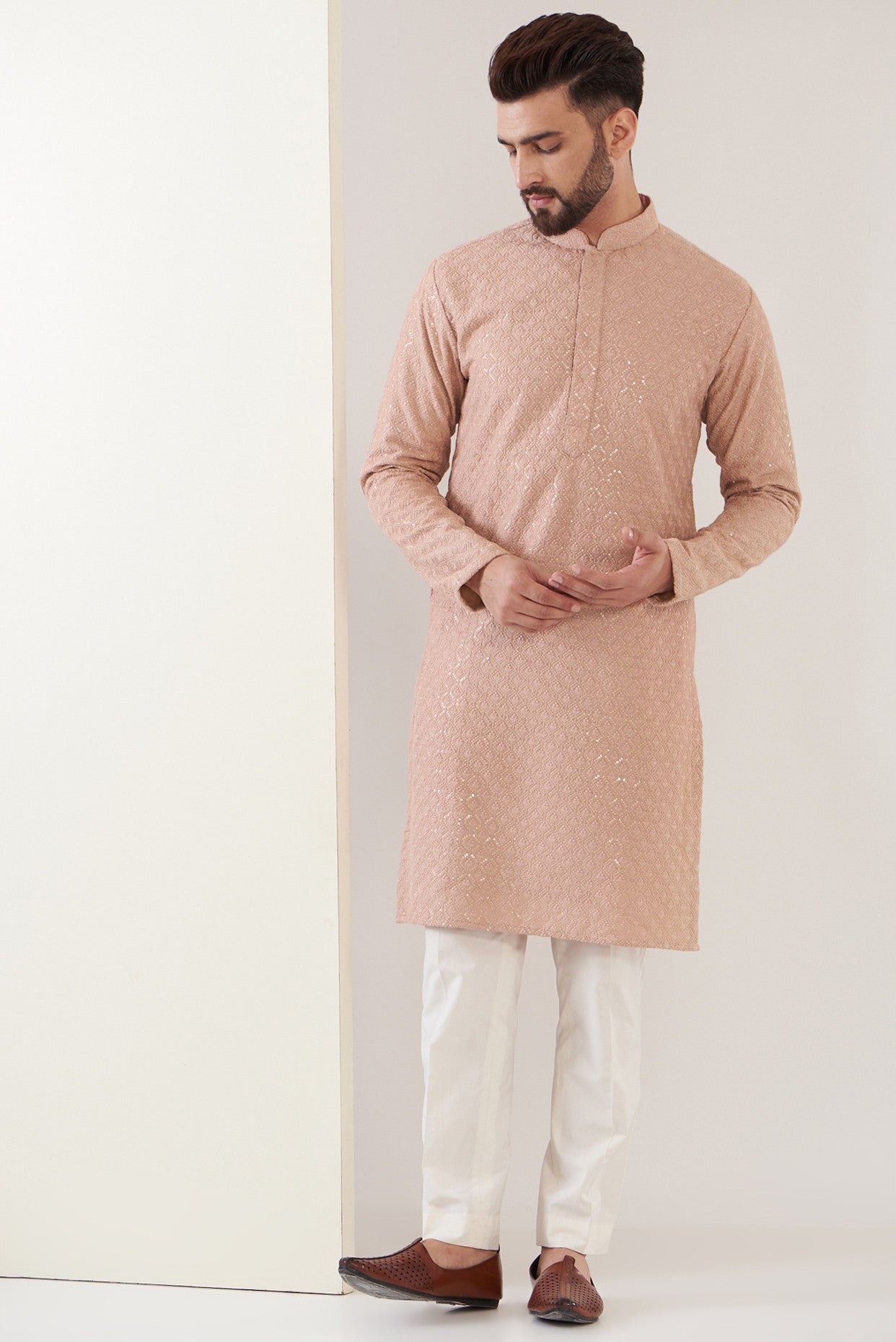 Elegant Pink Chikankari Kurta for Women - Traditional Indian Embroidered Tunic - Perfect for Festivals, Weddings & Casual Wear