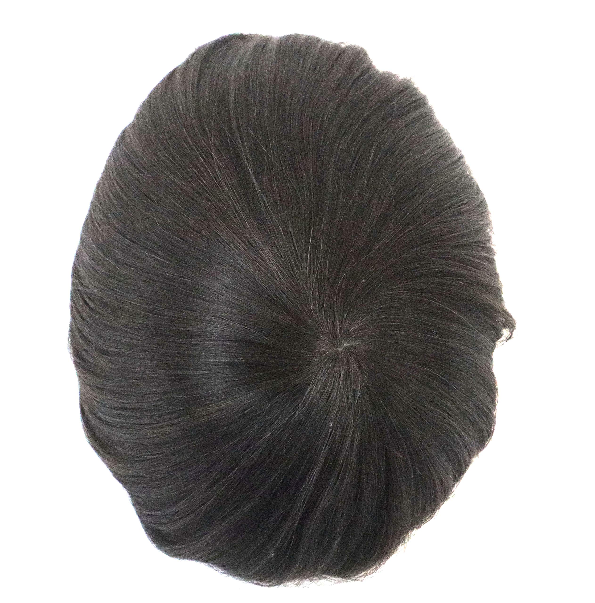 Premium Men's Hair Replacement System - Real Human Hair Toupee with Poly Skin Base, Natural Straight #3 Color | Perfect for Thinning Hair & Baldness Cover | Ideal for Daily Wear, Work, and Special Occasions