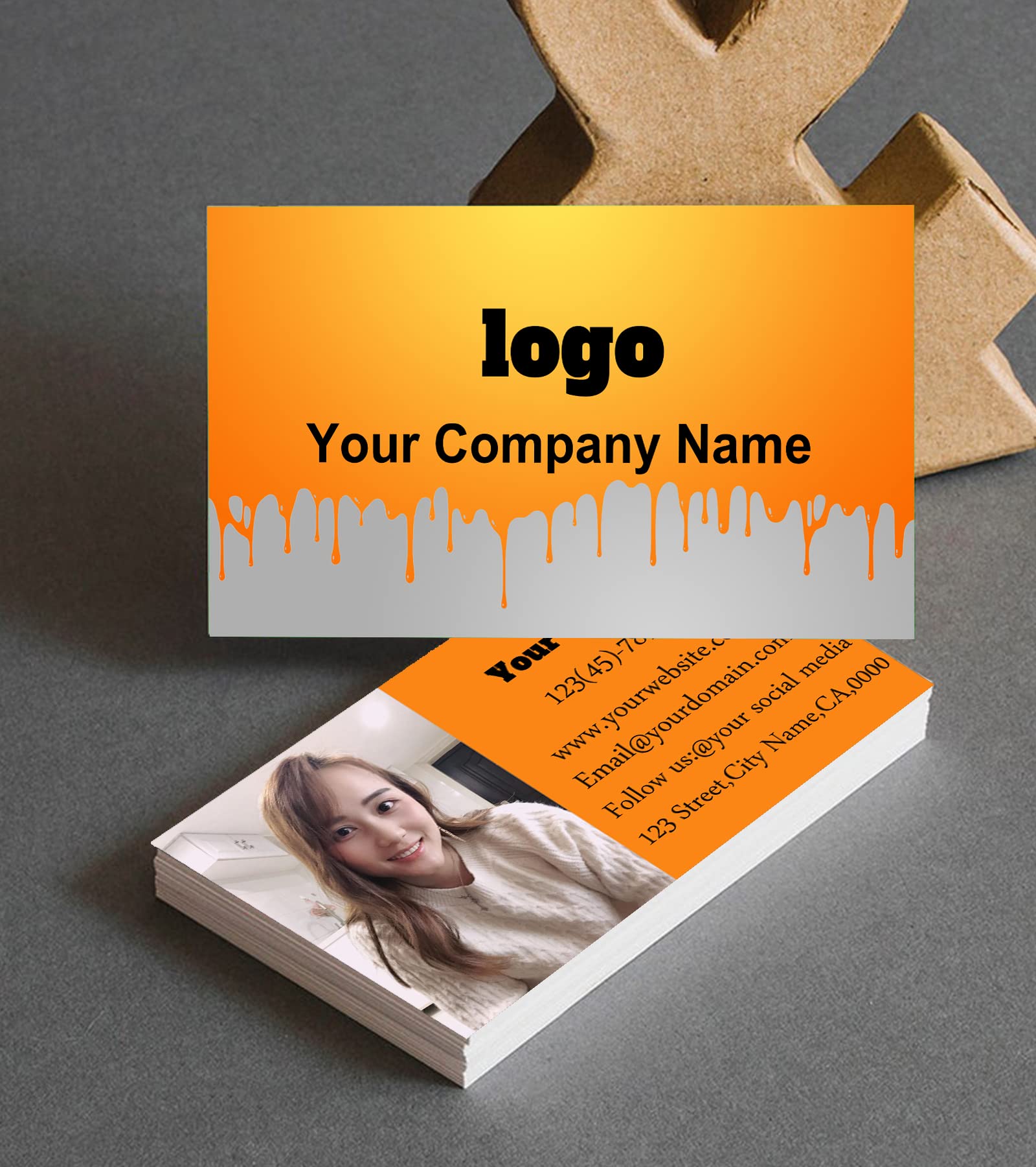 Custom Business Cards with Logo - Personalized Name Cards with Photo/Text - Print Front & Back - 500 Premium Quality Cards - Perfect for Networking, Branding & Professional Greetings