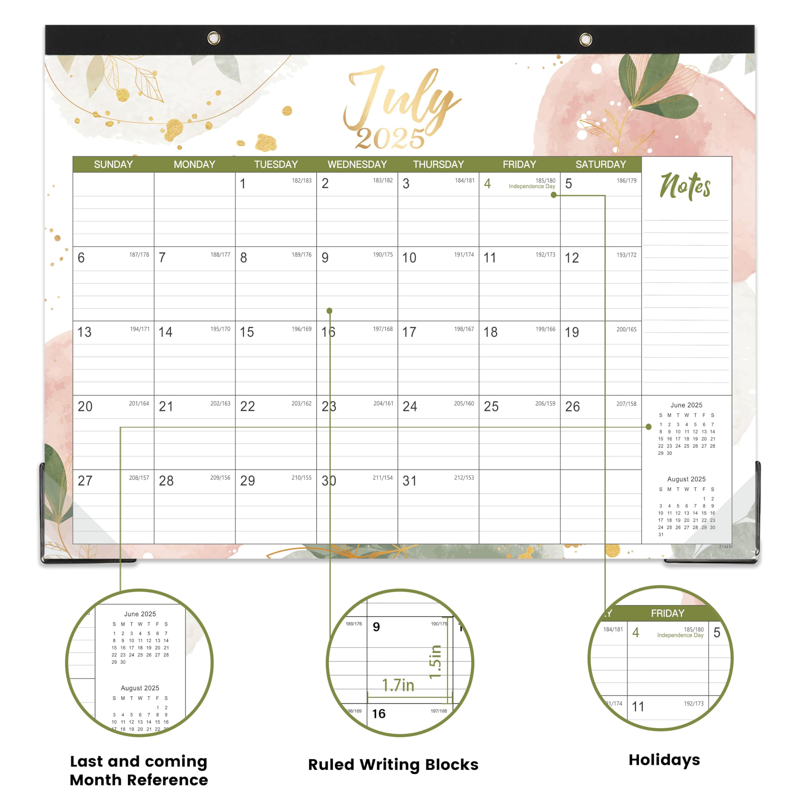 2025-2026 18-Month Desk Calendar | July 2025 - December 2026 | 14.6