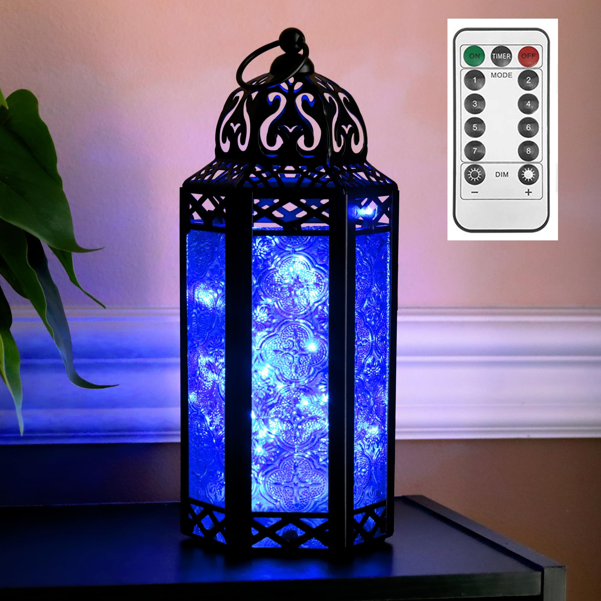 VELA 6-Pack Moroccan Style Metal LED Candle Lanterns - Decorative Fairy Lights for Indoor & Outdoor Use - Cobalt Blue Medium Lantern Holders - Perfect for Home Decor, Weddings, Patio, Porch & Table Centerpieces
