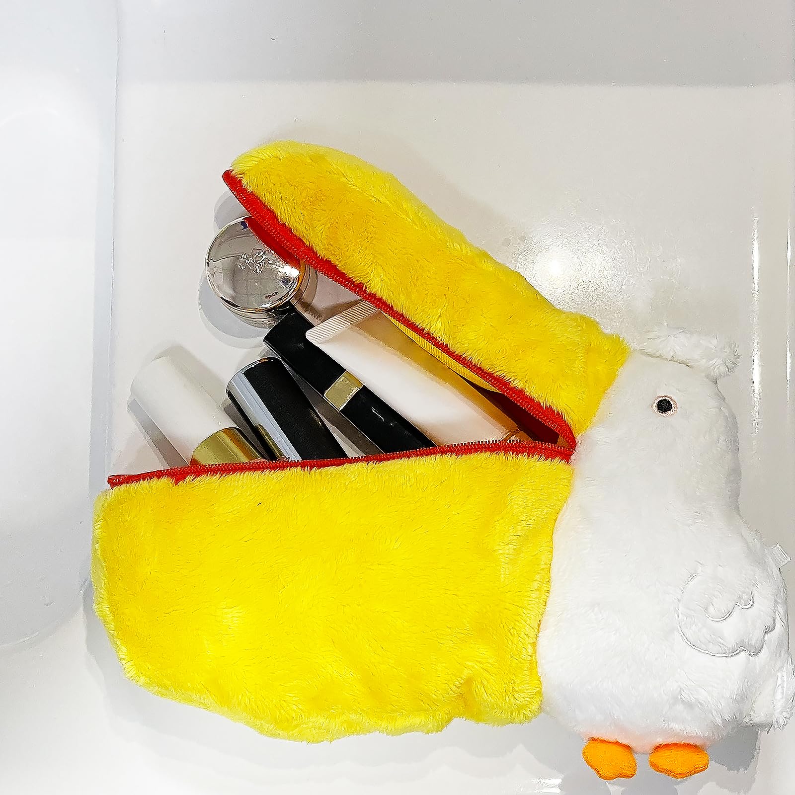 **Pelican Zipper Pouch Bag - Soft Makeup Cosmetic & Headphone Storage Bag for Women & Girls - Cute Small Handbag for Toiletries, Tools, Travel & Office Use - Perfect for Home, Work & On-the-Go**