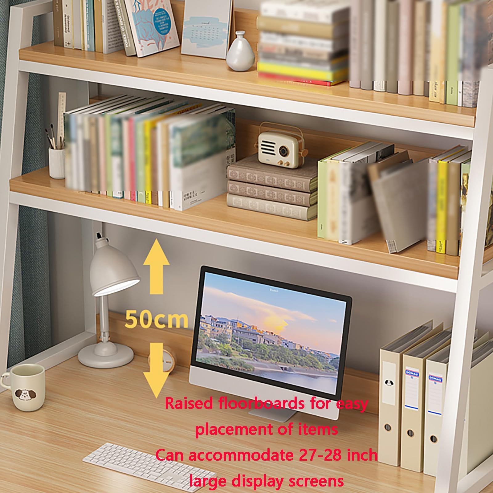 Space-Saving Student Desk Organizer - Sturdy Steel Dormitory Computer Desktop Rack with Hutch | Perfect for Dorm Rooms, Study Spaces & Home Offices | Compact Storage Solution for Books, Laptops & School Supplies