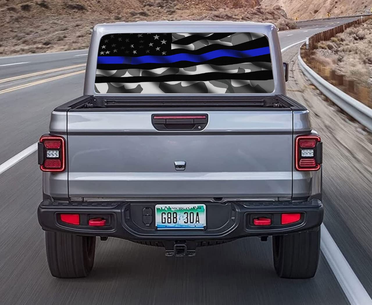 Thin Blue Line American Flag Car Decal - 58