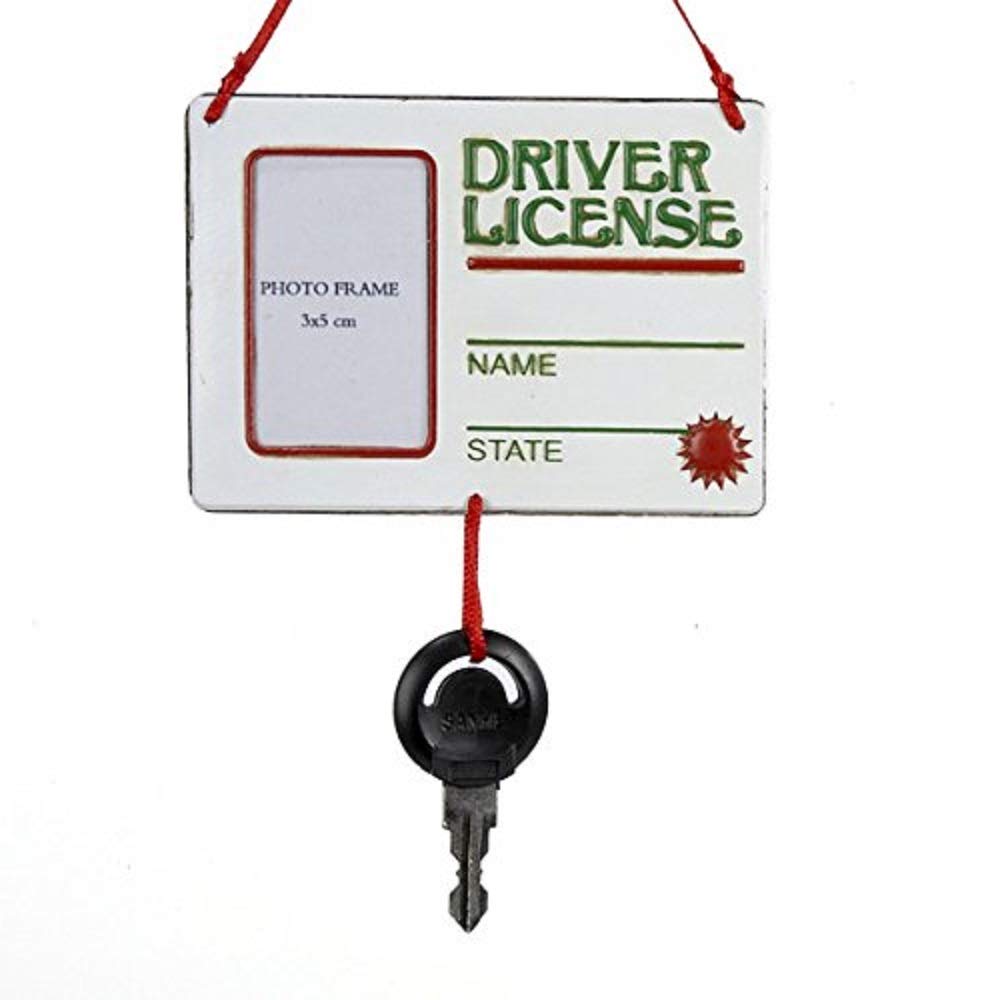 Personalized Driver License Picture Frame with Key Ornament - Perfect for Graduation, Birthday Gifts & Home Decor