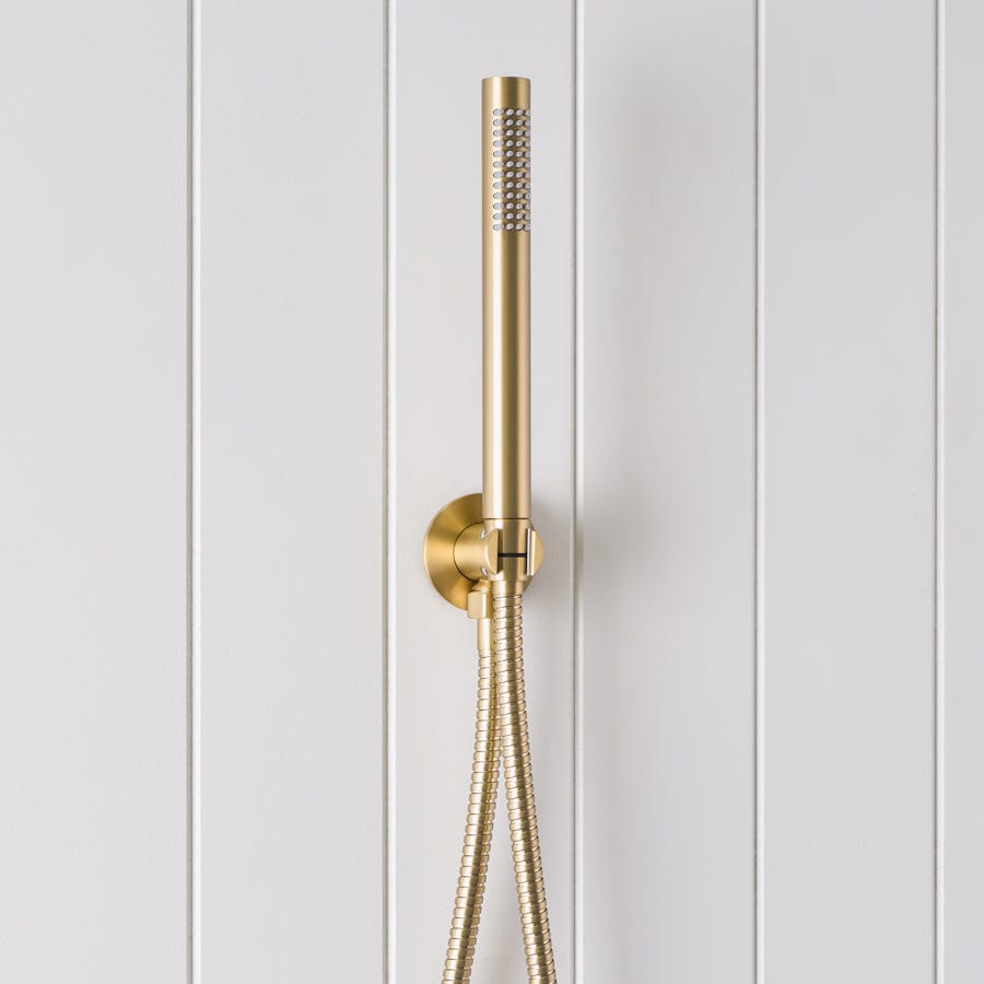 Brushed Brass Shower Hose with Sprayer - High Pressure Flexible Shower Head Extension for Bathroom, Kitchen, and RV Use