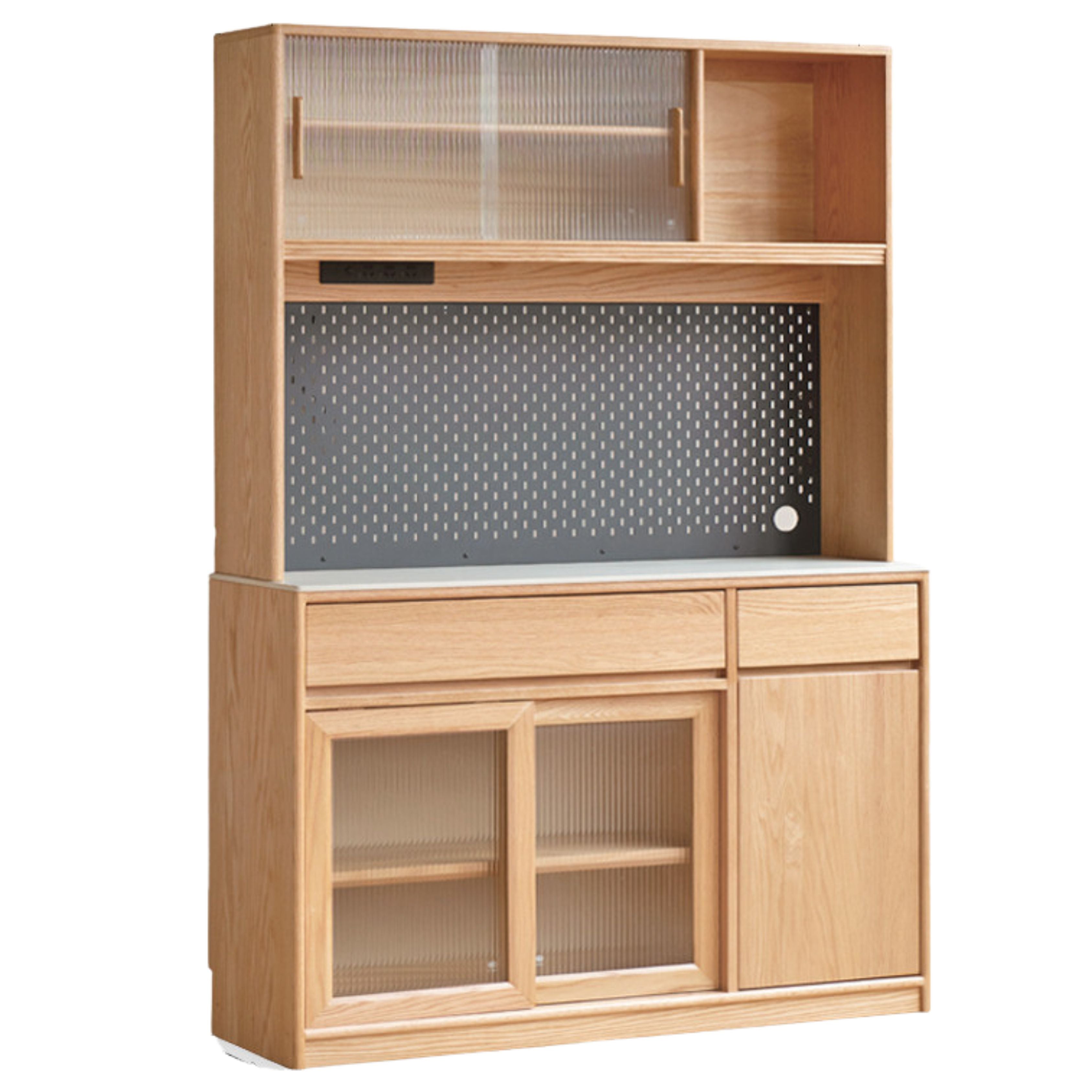 Solid Oak Wood Rock Board Modern Sideboard - Stylish Storage Cabinet for Living Room, Dining Room, or Entryway