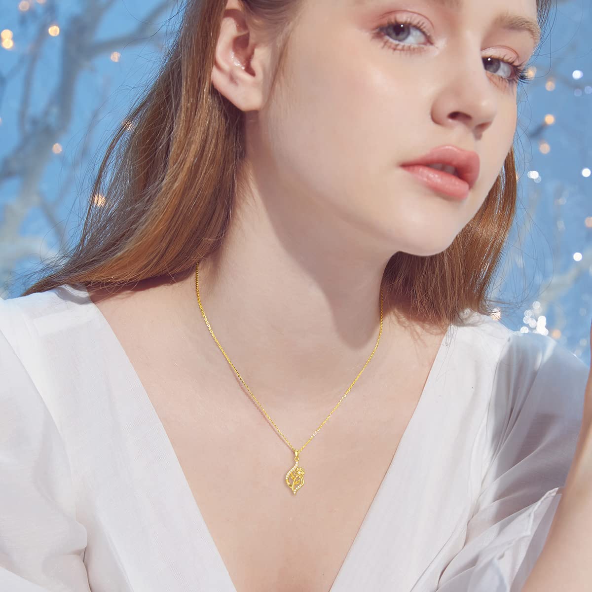10K/14K Gold Birth Flower Necklace for Women - Delicate Infinity Floral Pendant Necklace, Personalized Birthday Gift for Wife, Mom, Her (16+1+1 inch) | Perfect for Mother's Day, Anniversary & Special Occasions