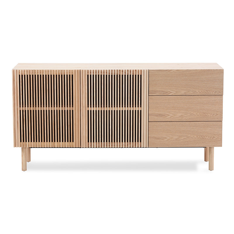 ORTON 160cm Oak Sideboard Buffet Cabinet - Modern Dining Room Storage Furniture for Home & Office Use