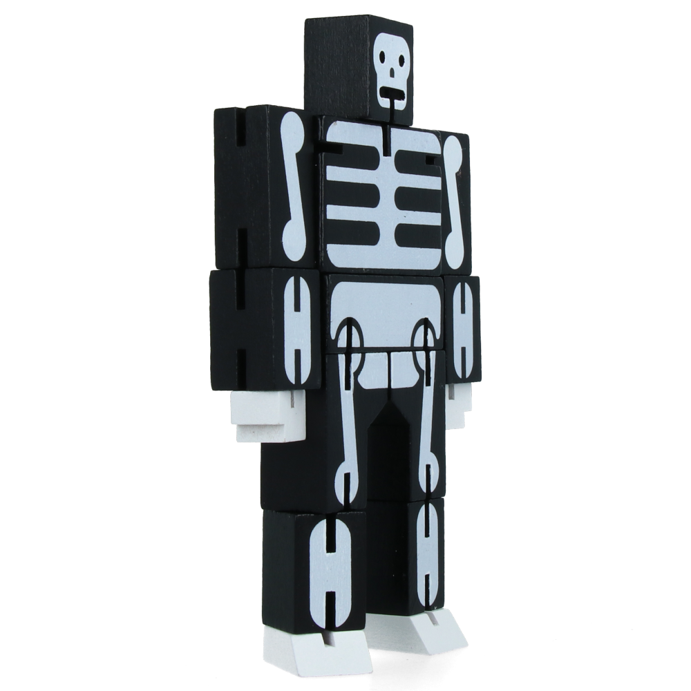 Cubebot Small Black/Skeleton Wooden Puzzle Toy - Fun Brain Teaser for Kids & Adults - Perfect for Office Desk, Stress Relief & Educational Play