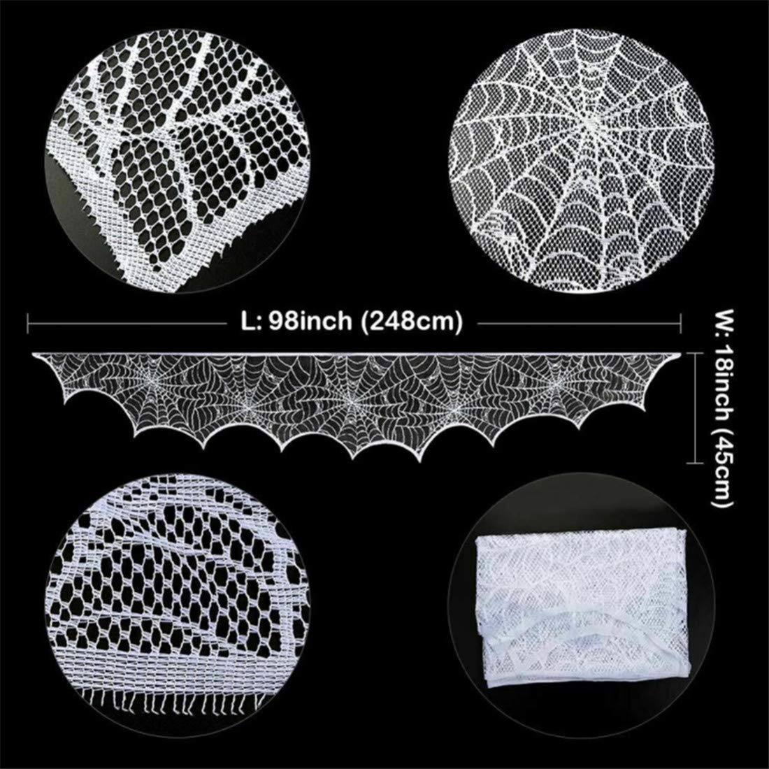 Spooky Halloween Tablecloth - Black Spider Web Design for Party Decor, Fireplace Mantle Cover, Scary Movie Night | Perfect for Halloween Decorations, Themed Parties & Home Haunting