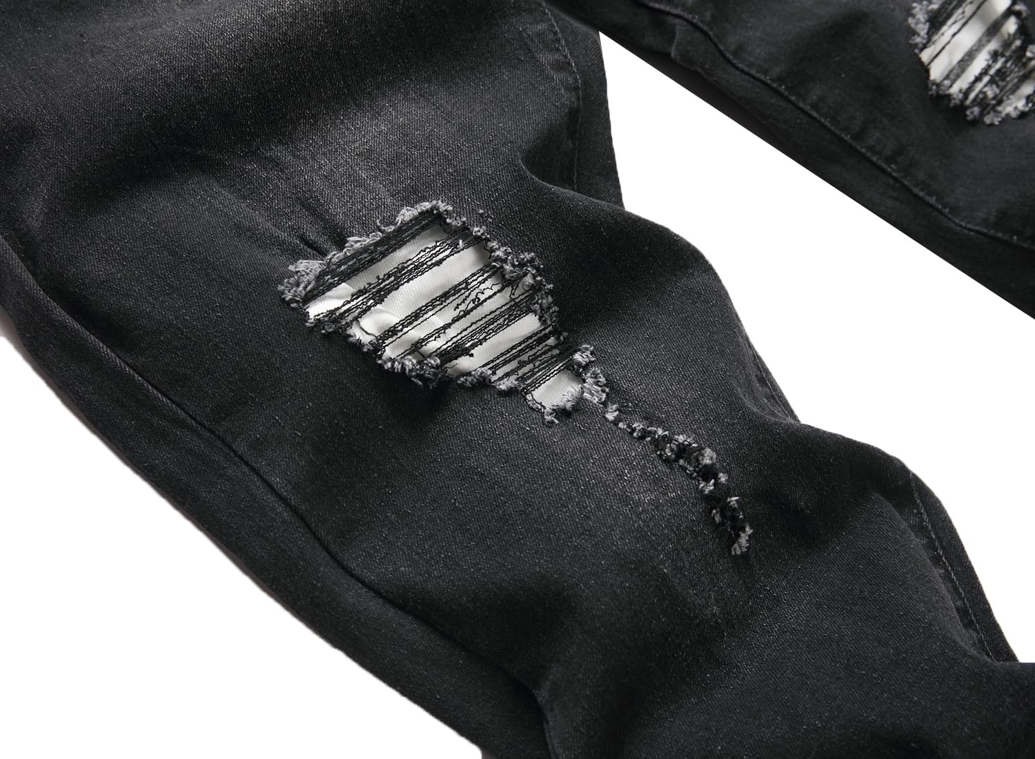 Men's Slim Fit Ripped Straight Leg Jeans - Black Distressed Denim Pants for Casual Wear & Street Style | Regular Length, Comfortable Fit for Daily Outfits, Dating and Weekend Looks