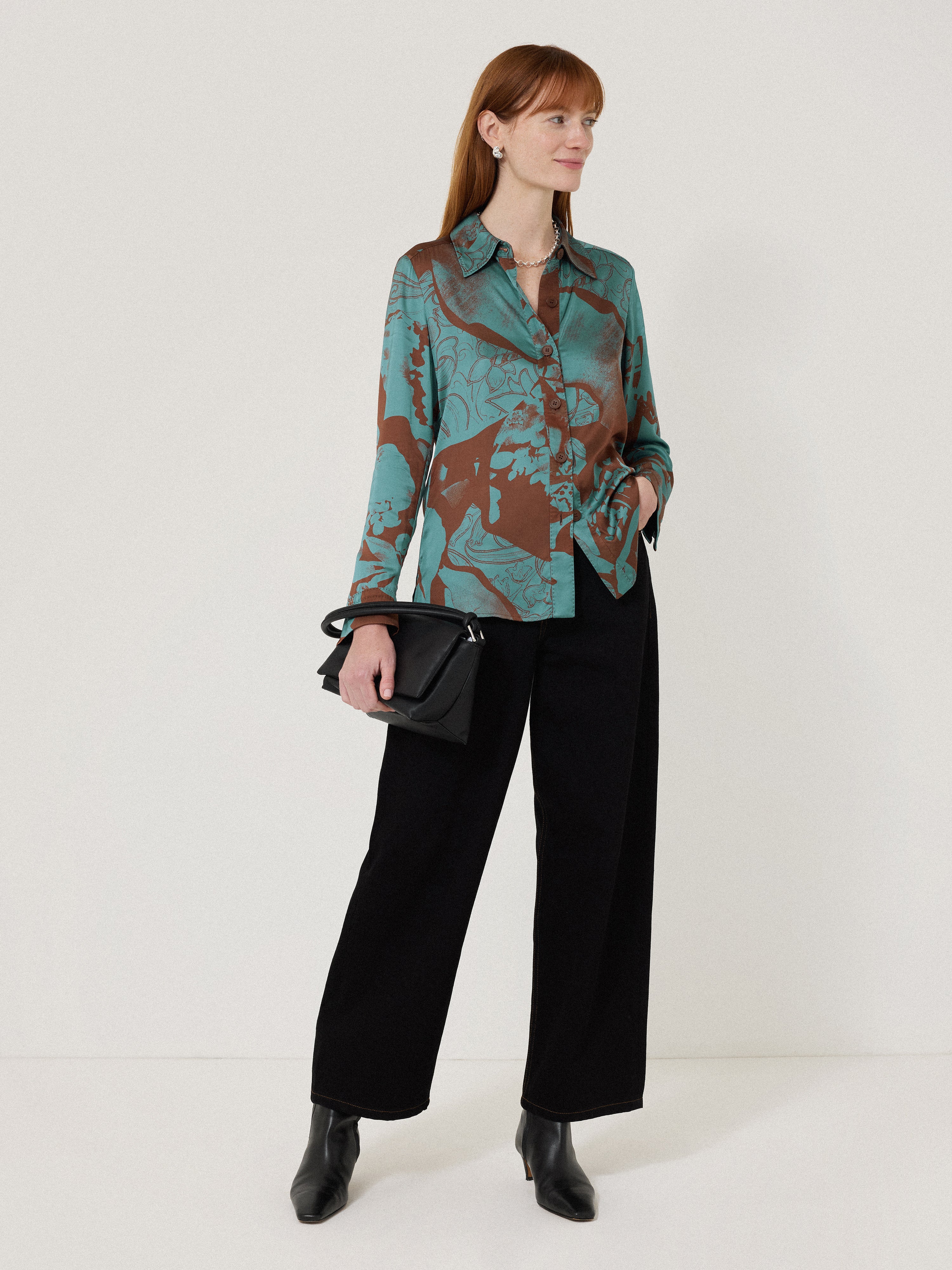 Stylish Blue Collage Stitch Detail Shirt for Women - Trendy Casual Top for Everyday Wear, Office & Date Nights