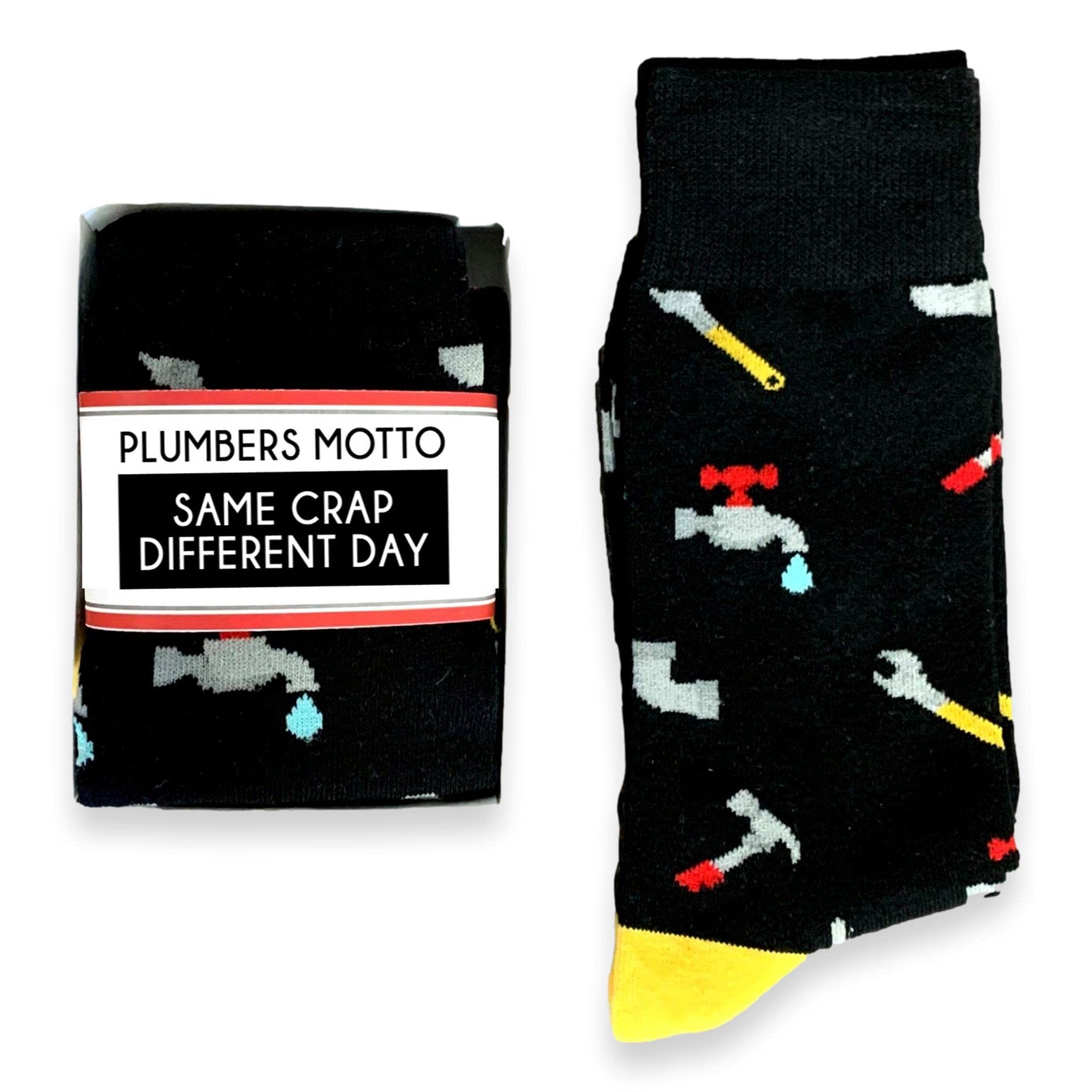 Funny Plumber Socks for Men - Novelty Crew Socks with Doodle Beads & 'Plumbers Know Their Crap' Design - Perfect Birthday Gift for Drain Surgeons & Plumbing Professionals (Great for Work, Gag Gifts & Casual Wear)