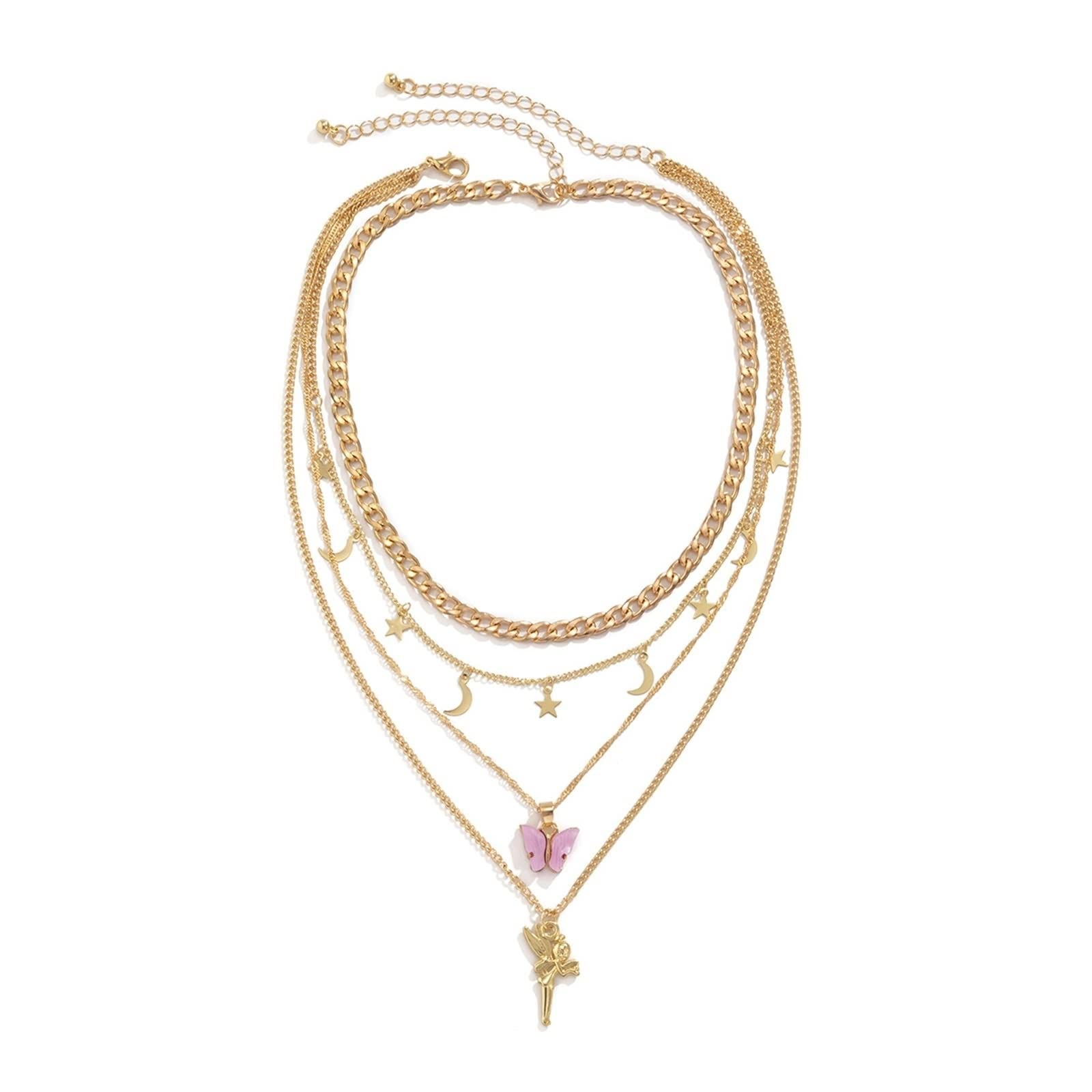 Moon Necklace for Women - Butterfly & Star Layered Pendant Jewelry for Girls & Teens | Perfect for Gifts, Date Nights & Boho Fashion
