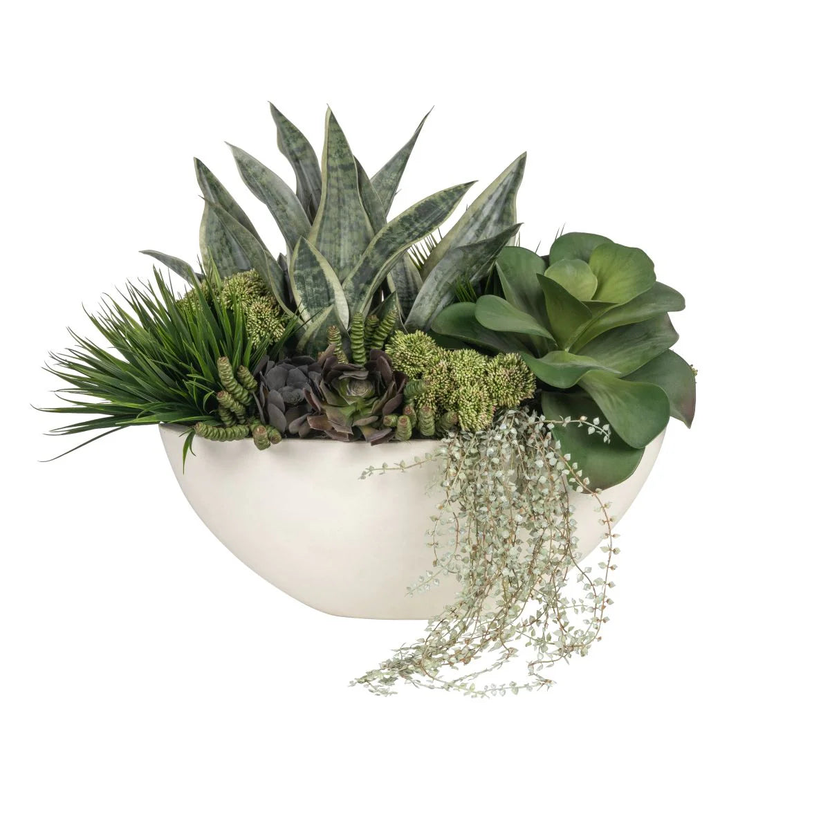 Large Oval Ceramic Bowl for Sansevieria & Succulent Plants - Perfect for Home Decor, Office Desk, and Indoor Gardening