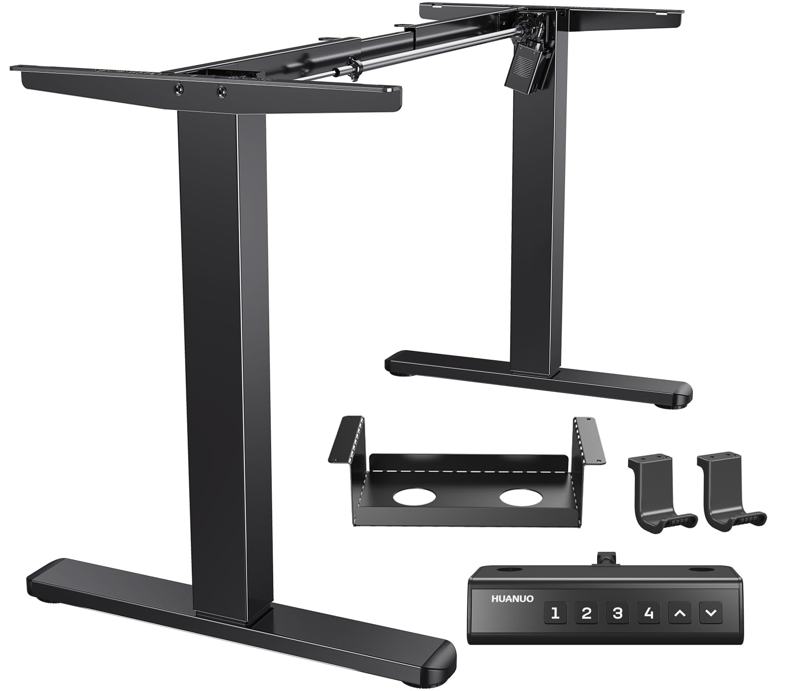 HUANUO Electric Standing Desk Frame - 220lbs Heavy Duty, Brushless Motor, T-Shaped Adjustable Legs, Automotive-Grade Steel, Fits 75