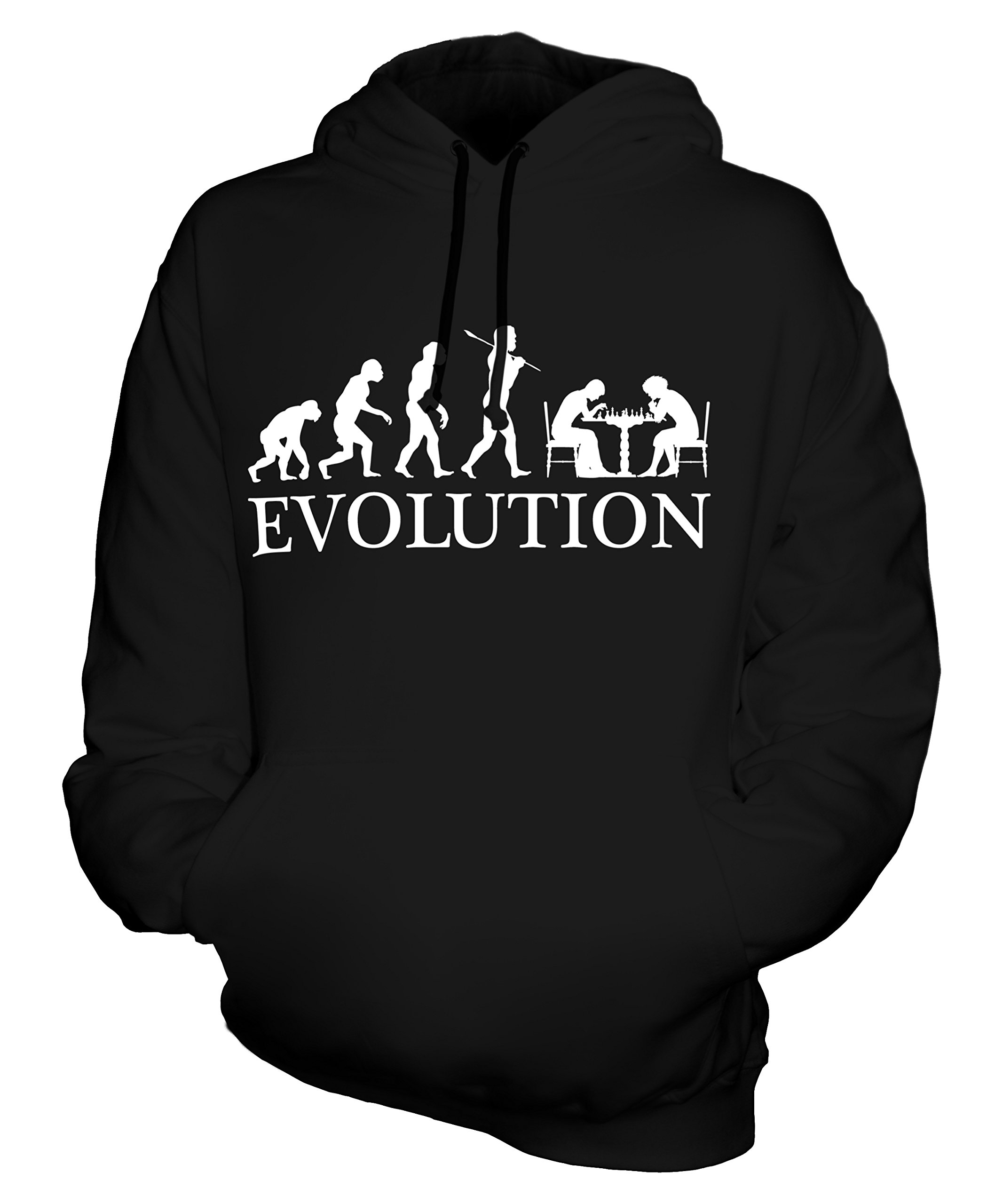 Unisex Chess Evolution of Man Hoodie - Stylish & Comfortable Mens/Womens Pullover for Casual Wear, Gaming & Chess Enthusiasts