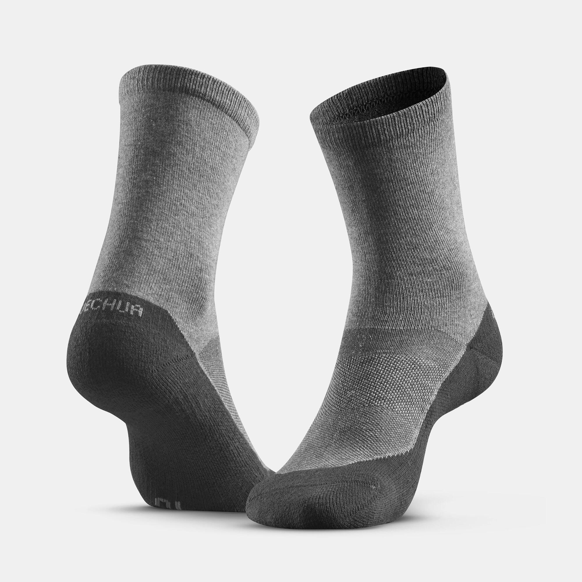 Quechua Hiking Socks 50 High - 2 Pairs Pack - Grey - Perfect for Outdoor Adventures & Trekking