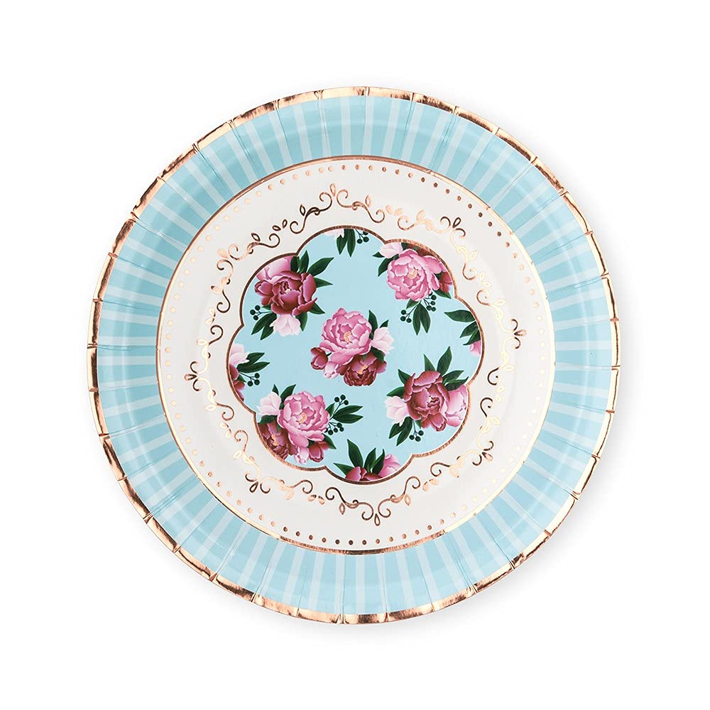 WEDDINGSTAR 10.5 Inch Large Round Disposable Paper Plates - Elegant Floral Design for Wedding, Baby Shower & Tea Party - Set of 8 Dinner Plates - Perfect for Bridal Showers, Garden Parties & Special Events