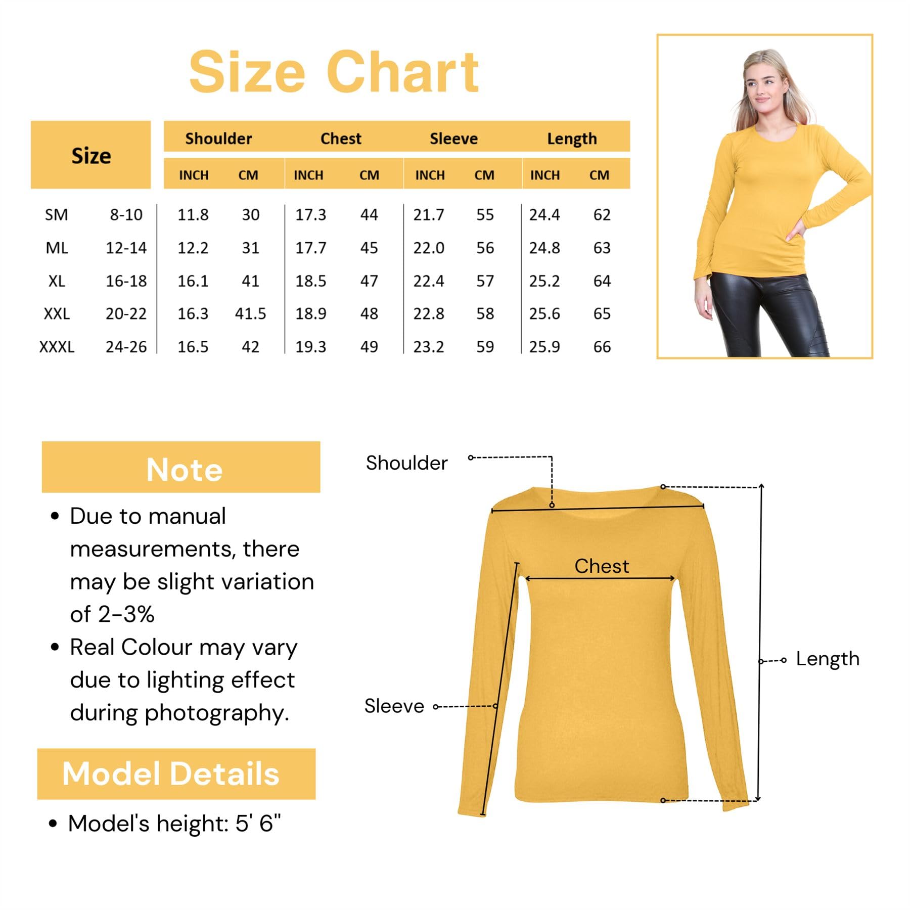 Hamishkane Women's Long Sleeve Stretchy Fitted T-Shirt - Soft Round Neck Basic Tee for Everyday Wear | Perfect for Summer, Casual Outfits & Going Out