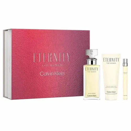 Calvin Klein Eternity Women's 3-Piece Gift Set - Perfume, Body Lotion & Shower Gel - Perfect for Birthdays, Anniversaries & Valentine's Day Gifts
