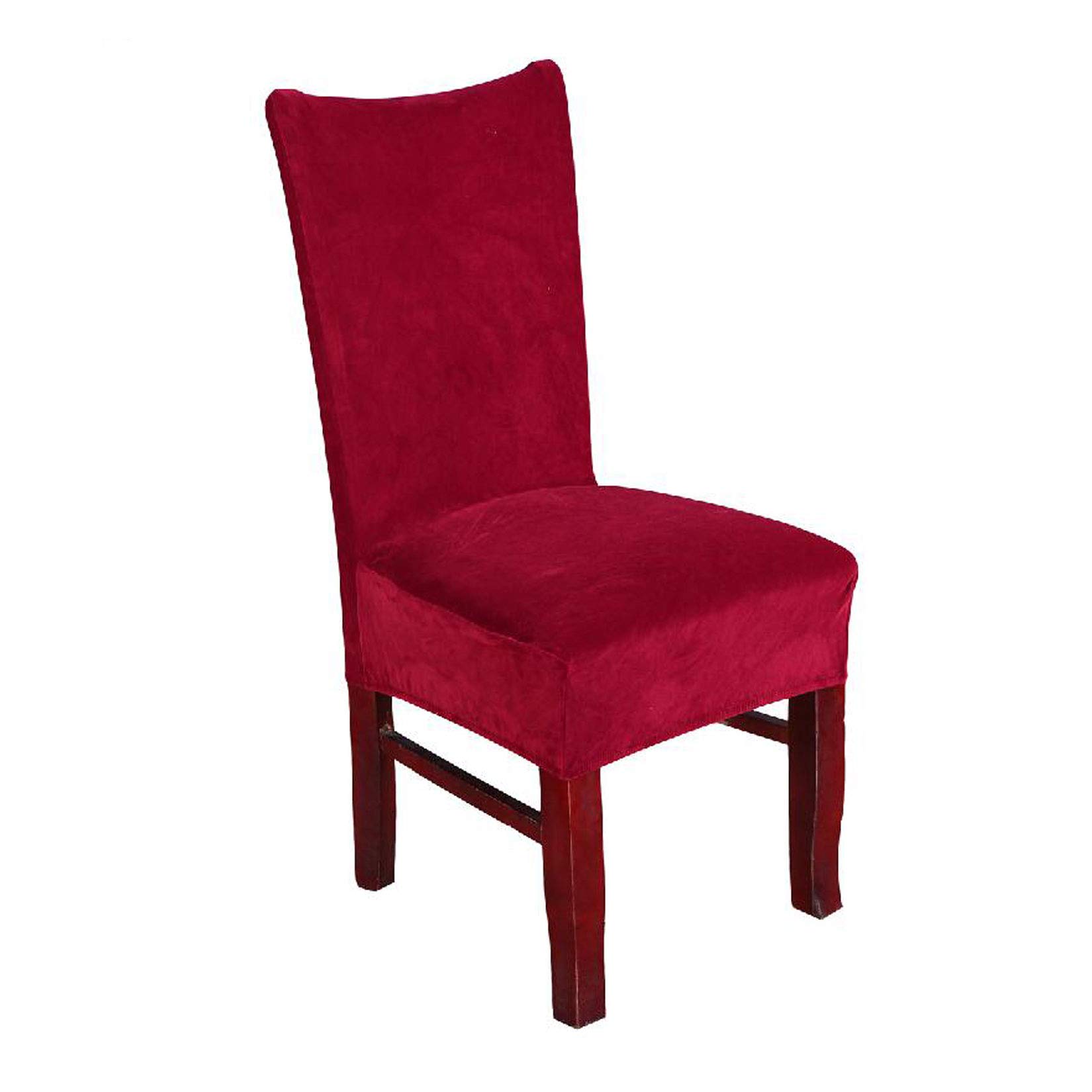 SoulFeel Stretch Velvet Dining Chair Covers - Large Size Spandex Slipcovers for Banquet Chairs, Washable Seat Protectors (6-Pack, Agate Red) | Perfect for Home Decor, Weddings, and Restaurant Furniture Protection