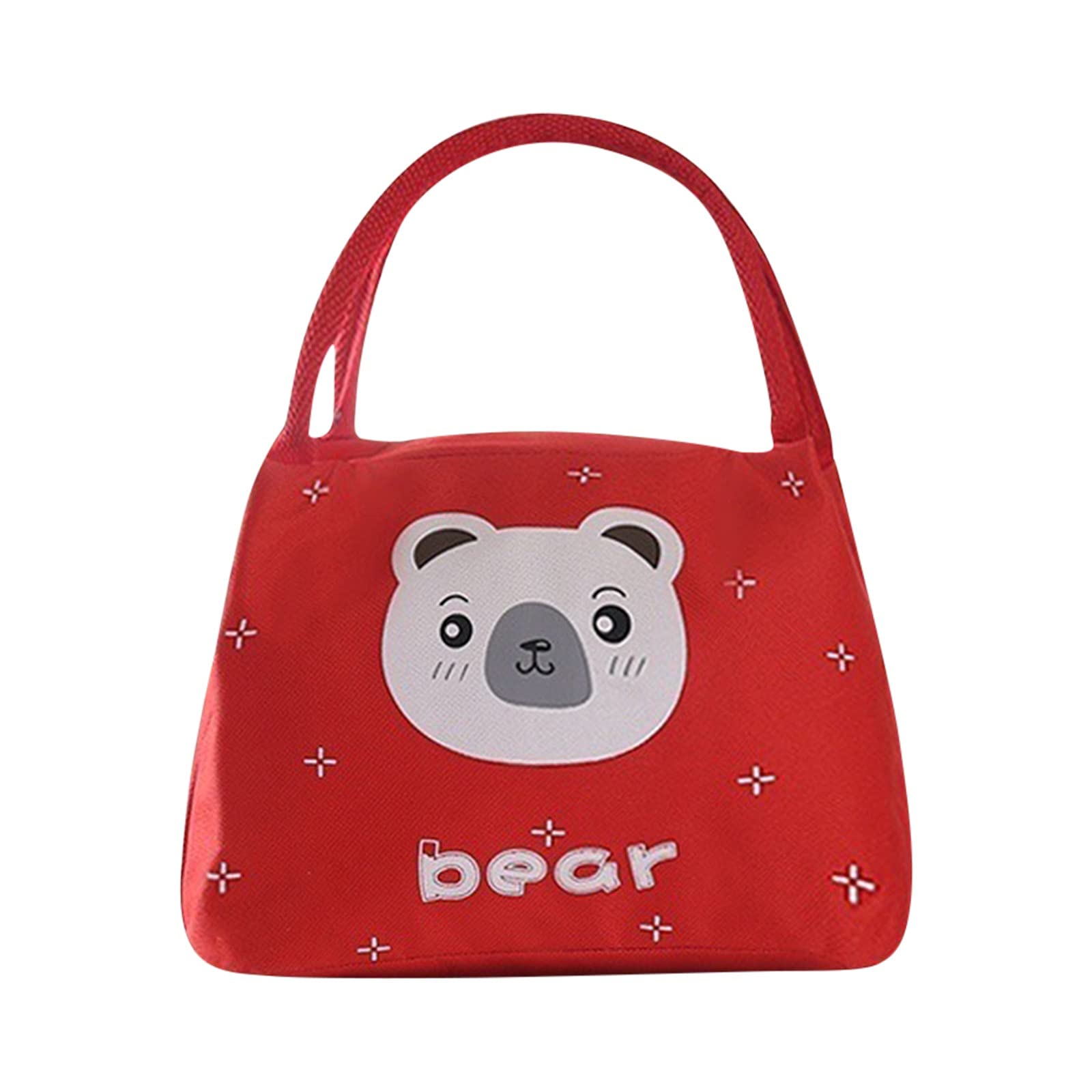 Boddenly Insulated Lunch Bag for Women - Foldable, Waterproof, Lightweight Thermal Lunch Box with Cartoon Floral Design (Red, One Size) - Perfect for Work, School, Picnics & Outdoor Activities
