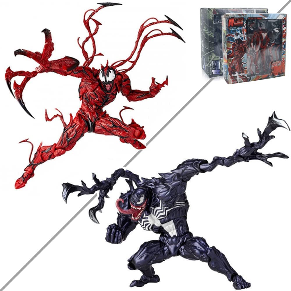 Venom Legends Series 7-inch Action Figures - Collectible Venom & Carnage Anime Toys for Marvel Fans | Perfect for Display, Gifts, and Superhero Collections (V1 Venom + Carnage)