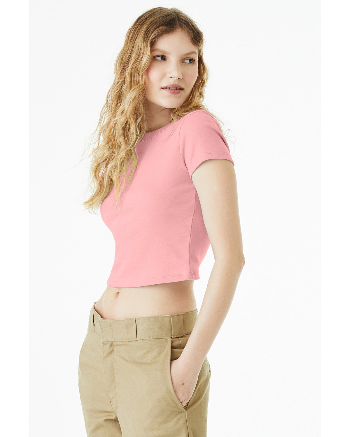 Bella + Canvas 1010BE Women's Micro Ribbed Baby Tee - Soft Comfort Fit Short Sleeve T-Shirt for Casual Wear, Layering & Maternity Outfits