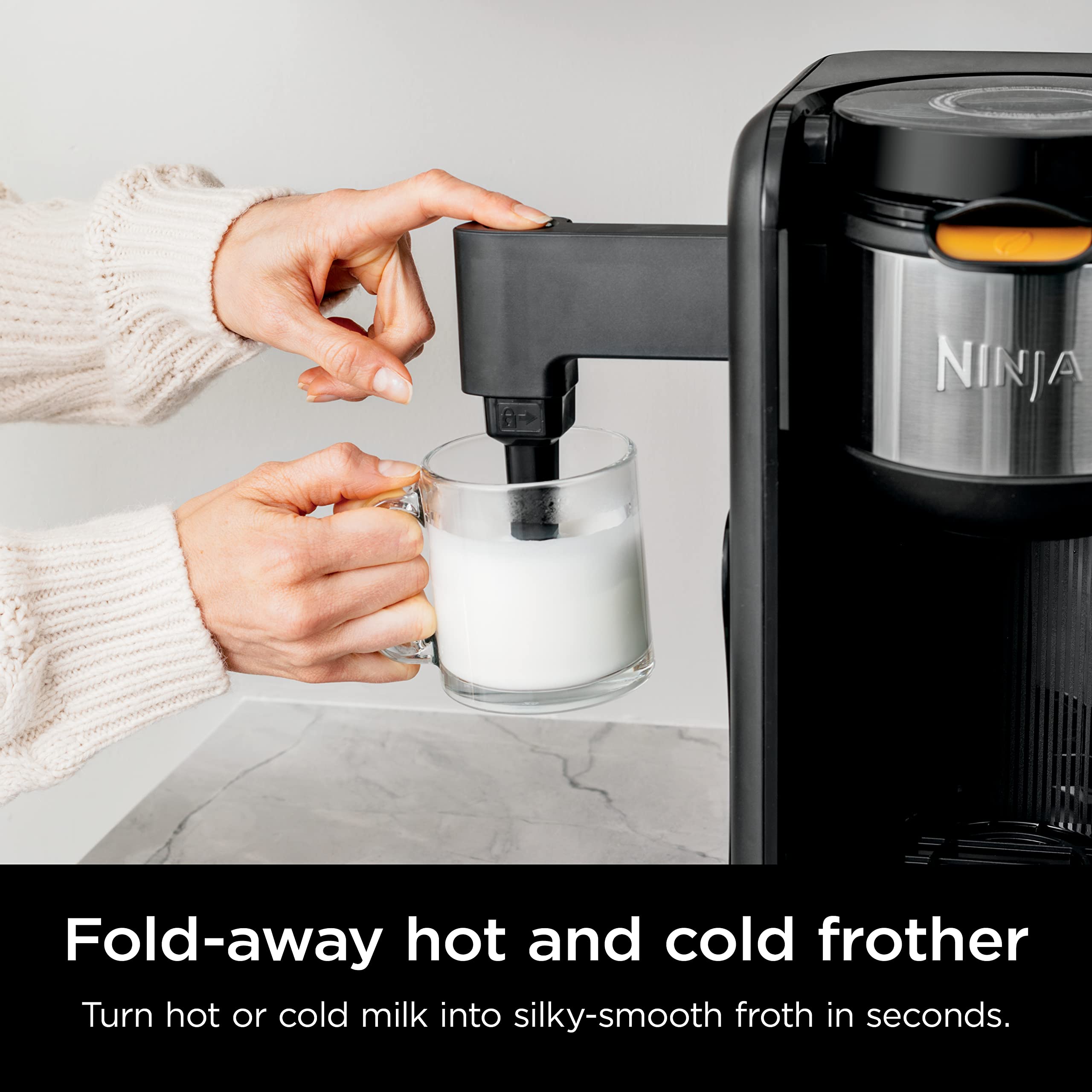 Ninja Hot and Cold Brewed System - 50 oz Tea & Coffee Maker with Auto-iQ Technology, 6 Brew Sizes & 5 Tea Styles, Thermal Carafe & Frother, Dishwasher Safe (Black, CP307) - Perfect for Home, Office & Entertaining