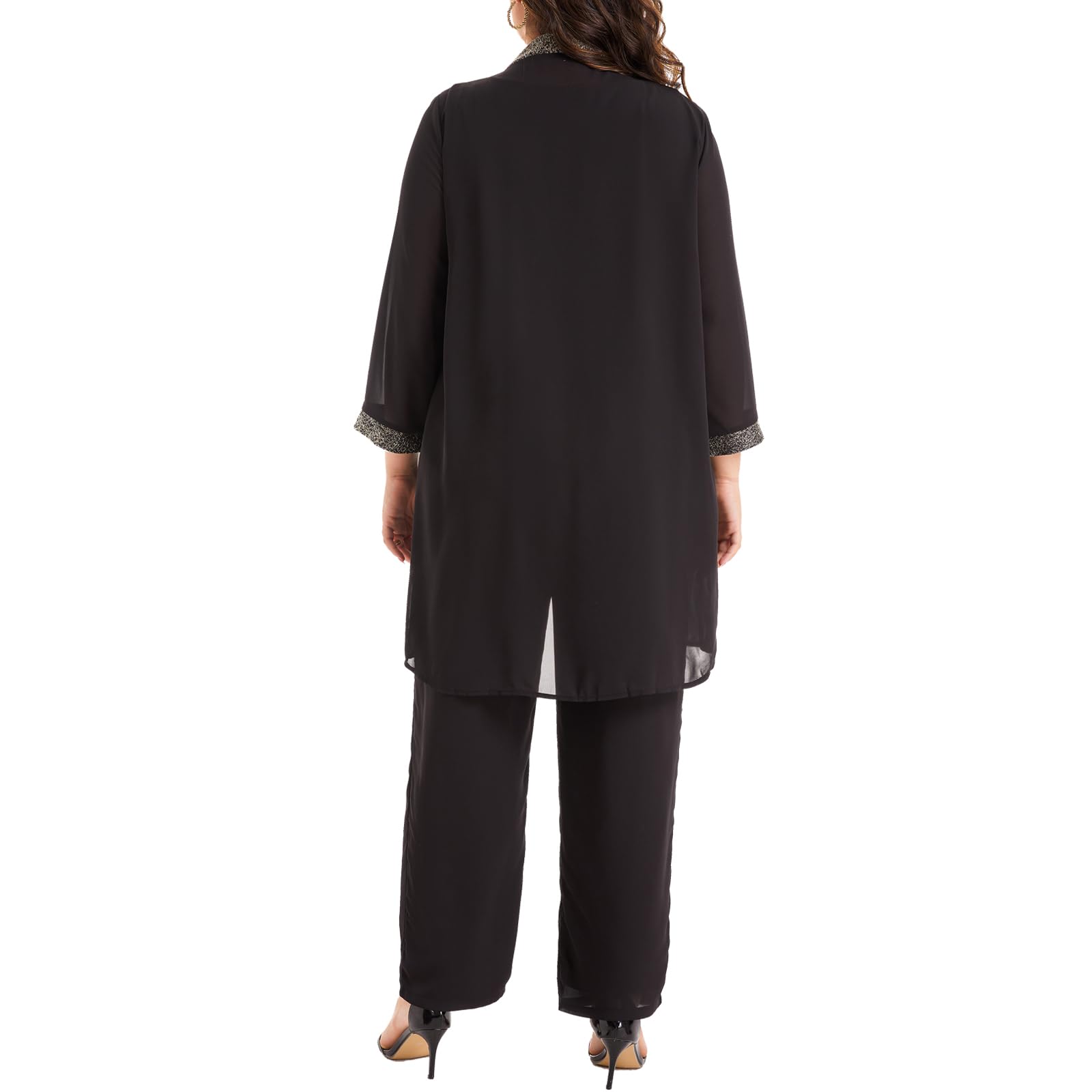 Plus Size Women's 3-Piece Wedding Pant Suit Set for Mother of The Bride/Groom - Formal Evening Party Outfit for Weddings, Receptions & Special Occasions