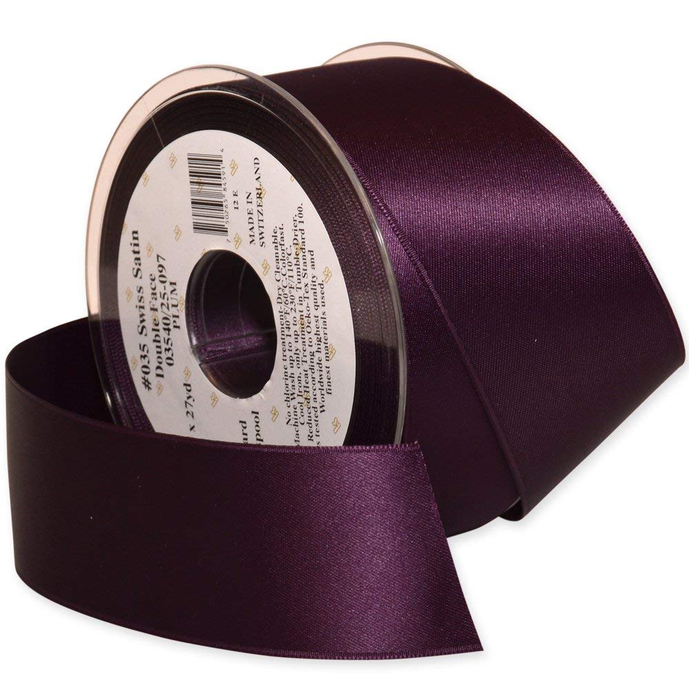 Morex Premium DF Swiss Satin Ribbon - 1.5 Inch x 27 Yards in Elegant Plum Color | Perfect for Gift Wrapping, Wedding Decorations & DIY Craft Projects
