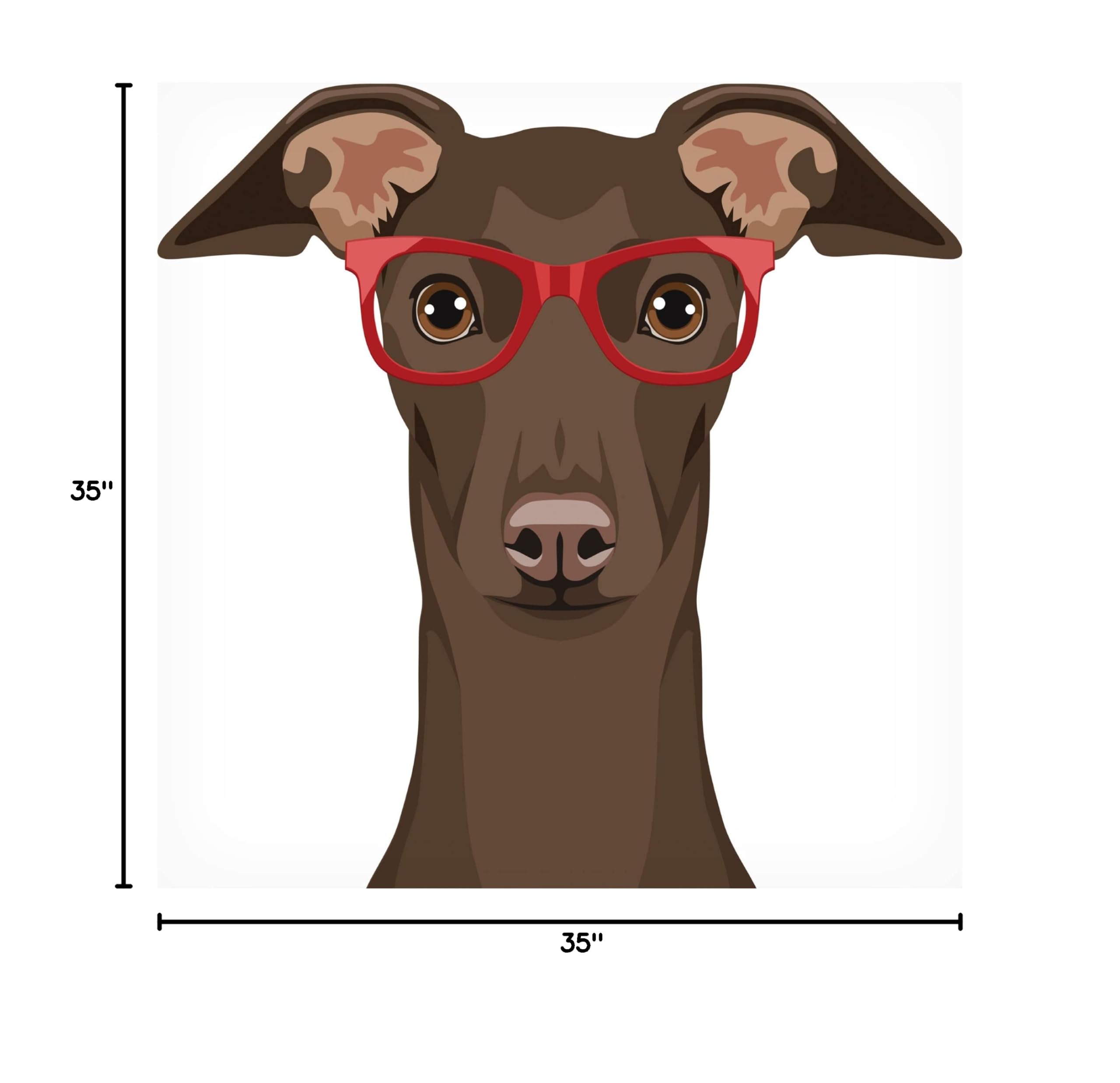 Trademark Fine Art 'Italian Greyhound Wearing Hipster Glasses' Canvas Print by Furbaby Affiliates - Modern Dog Lover Home Decor for Living Room, Bedroom & Office