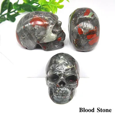 2 Pack Hand Carved Skull Statues - Natural Healing Crystal Stones for Home Decor, Wicca Energy & Chakra Healing - Unique Spiritual Gift for Meditation & Yoga Spaces