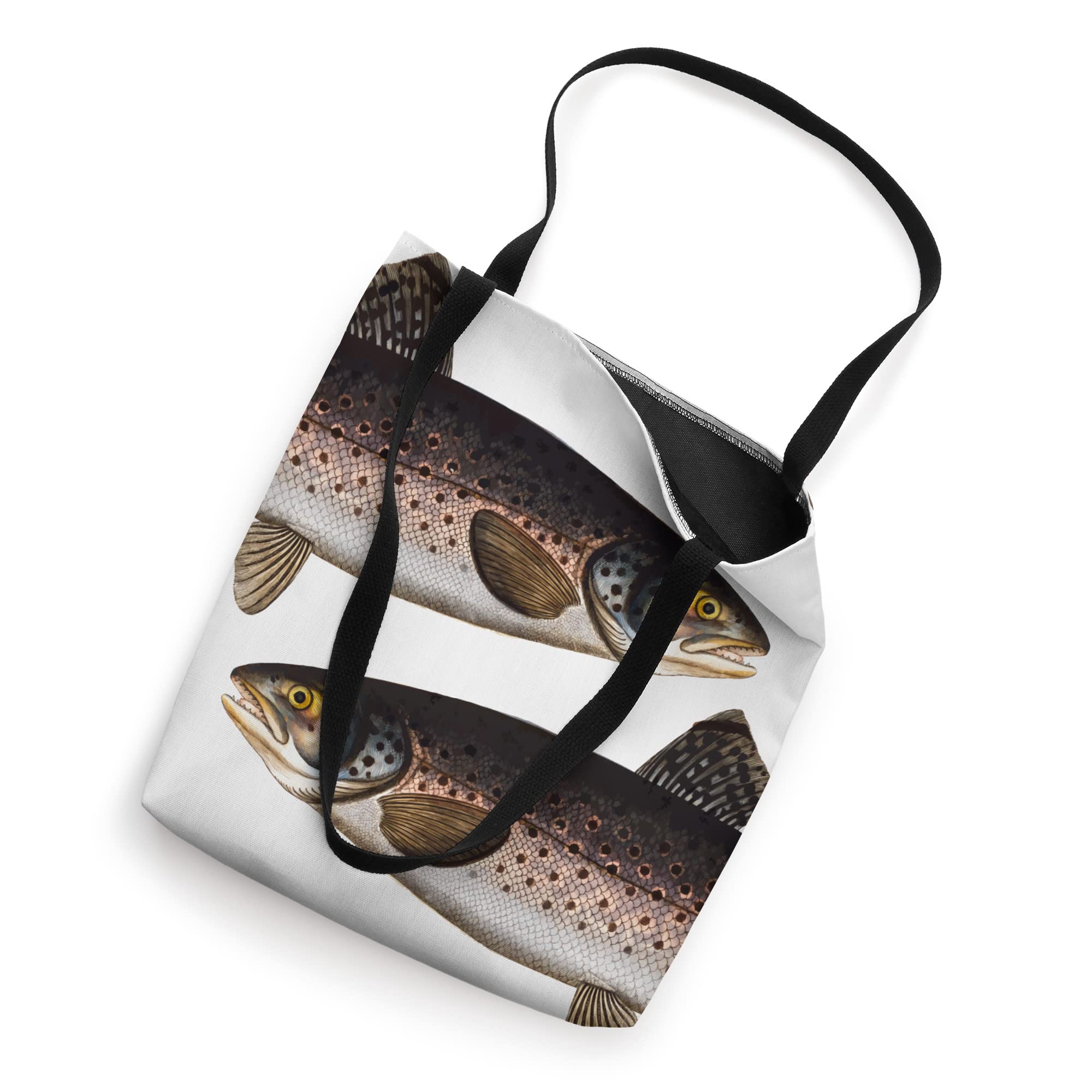 Stylish Trout Fish Tote Bag - Durable Cotton Canvas Shopping Bag with Unique Fish Print - Perfect for Grocery Shopping, Beach Trips & Outdoor Adventures
