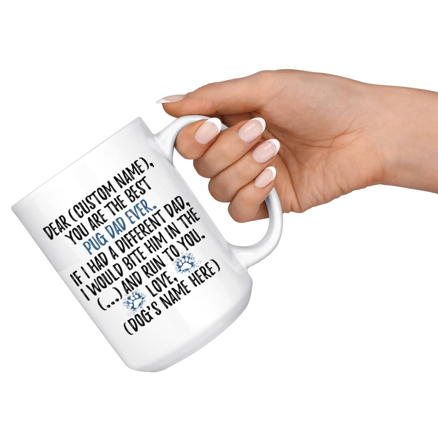 Personalized Pug Dog Dad Mug - 15oz Custom Pug Lover Gift for Men, Dog Daddy Coffee Cup - Perfect for Father's Day, Birthday & Pug Owner Appreciation
