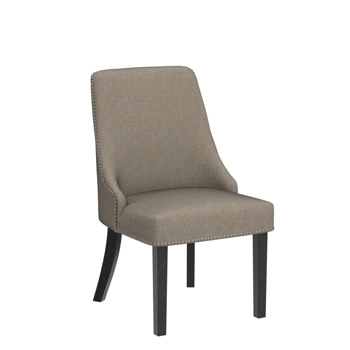 CHITA Farmhouse Dining Chairs with Nailhead Trim - Set of 2 Fabric Upholstered High Back Chairs in Flax Beige for Kitchen, Dining Room & Breakfast Nook