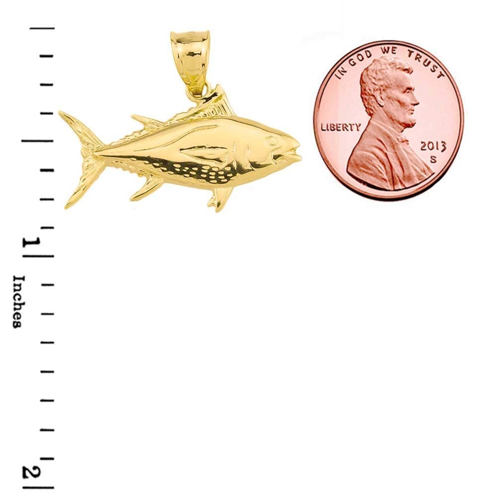 10k Gold Yellowfin Tuna Fish Charm Pendant Necklace for Women - Elegant Marine Life Jewelry Gift for Fishing Enthusiasts & Ocean Lovers - Perfect for Beach Vacations, Birthday Gifts & Everyday Wear