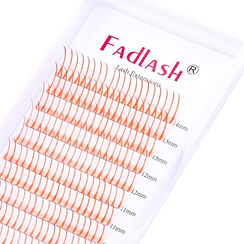 Vibrant Colored Lash Extensions - 8-14mm Mix D Curl Wispy Individual Lashes | Volume Spike Eyelash Extensions (Orange-0.07D) for Dramatic Eye Makeup & Party Looks