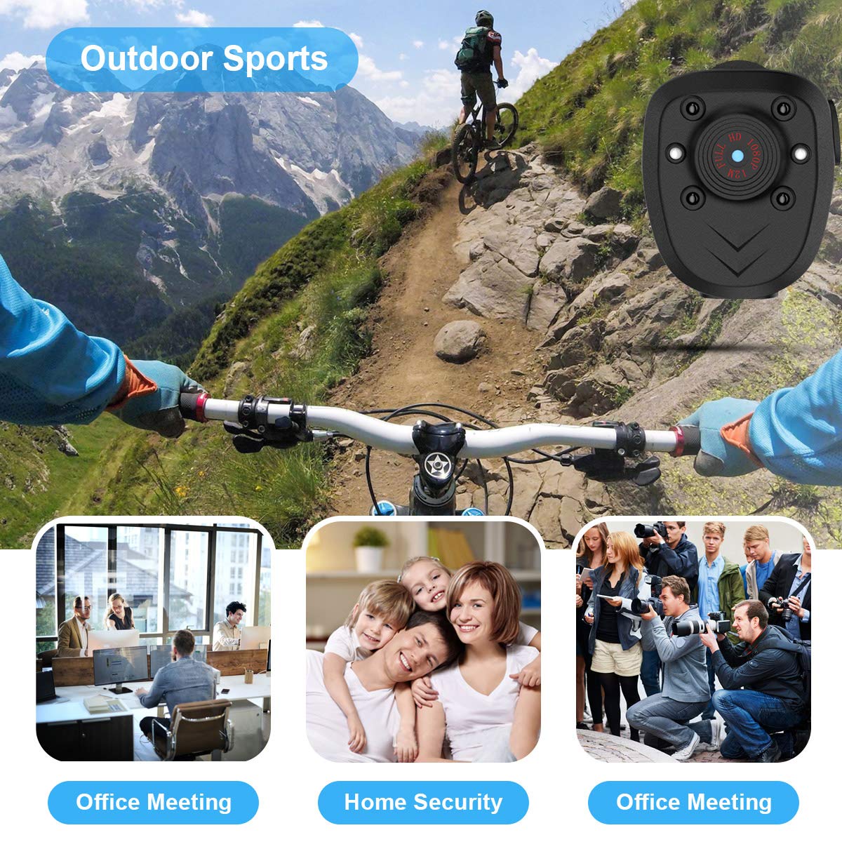 Mini Body Camera 1080P HD - Spy Hidden Wearable Camera with Night Vision & Loop Recording - Portable Nanny Cam, Sports Camera for Security, Law Enforcement, Undercover Work - Includes 16GB TF Card