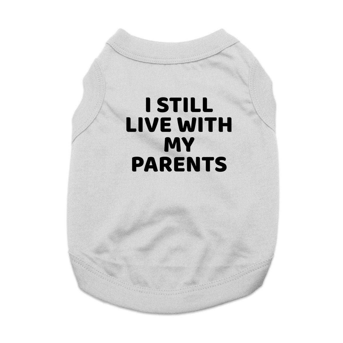 BaxterBoo Funny Dog Shirt 'I Still Live With My Parents' - Gray XS Pet Clothes | Cute Puppy Outfit for Small Dogs, Perfect for Family Photos & Pet Parties