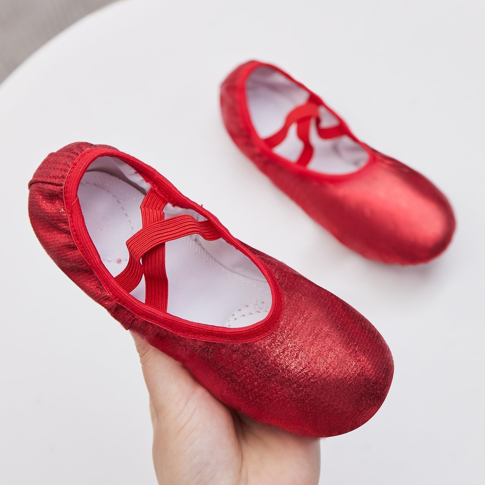 Phineein Girls Ballet Shoes - Split-Sole Toddler Glitter Dance Flats for Kids | Perfect for Ballet Class, Recitals & Dance Performances