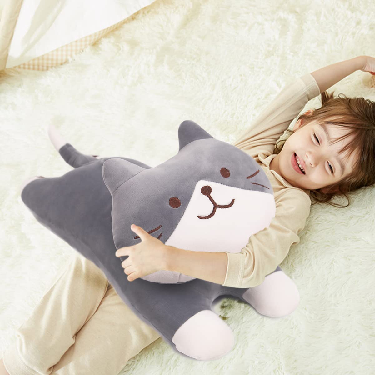 ARELUX 22in Soft Cat Pillow - British Shorthair Plush for Gifts & Home Decor
