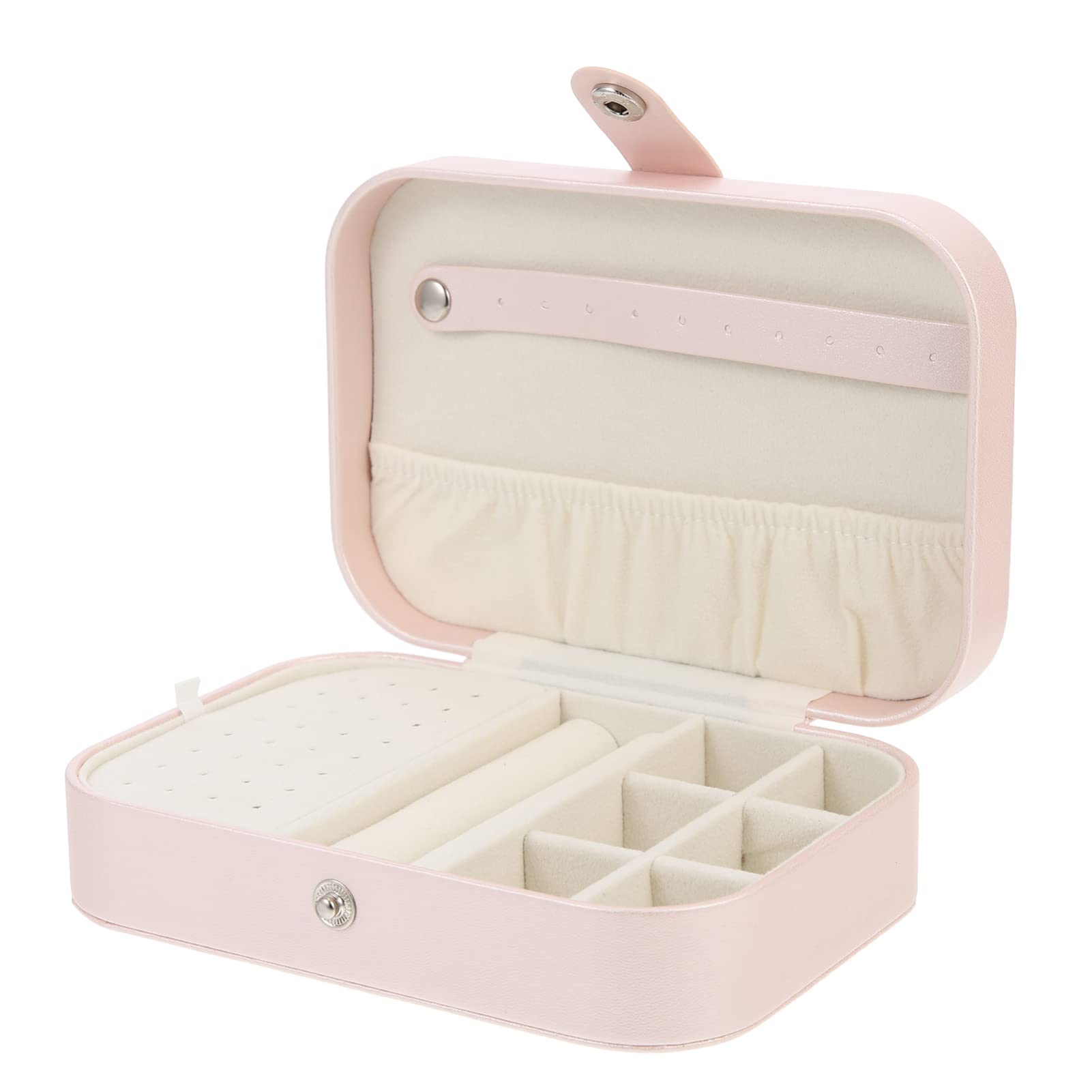 FRCOLOR Portable Leather Jewelry Ring Display Box - Mini Travel Jewelry Organizer Case with Display Tray for Rings, Earrings & Necklaces | Perfect for Jewelry Storage, Travel & Boutique Showcase