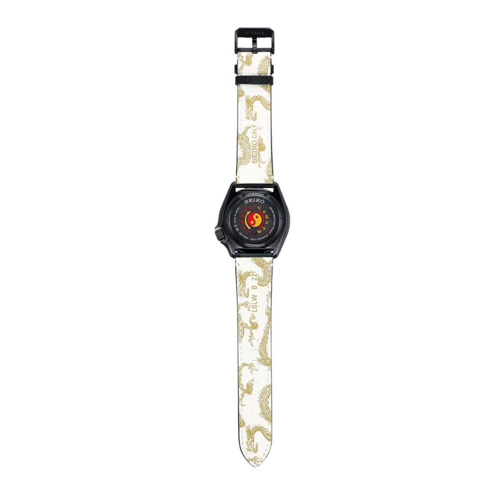Bruce Lee Black Leather & Nylon Strap Men's Watch SRPK39K1 - Stylish Casual & Sports Wristwatch for Everyday Wear and Martial Arts Enthusiasts