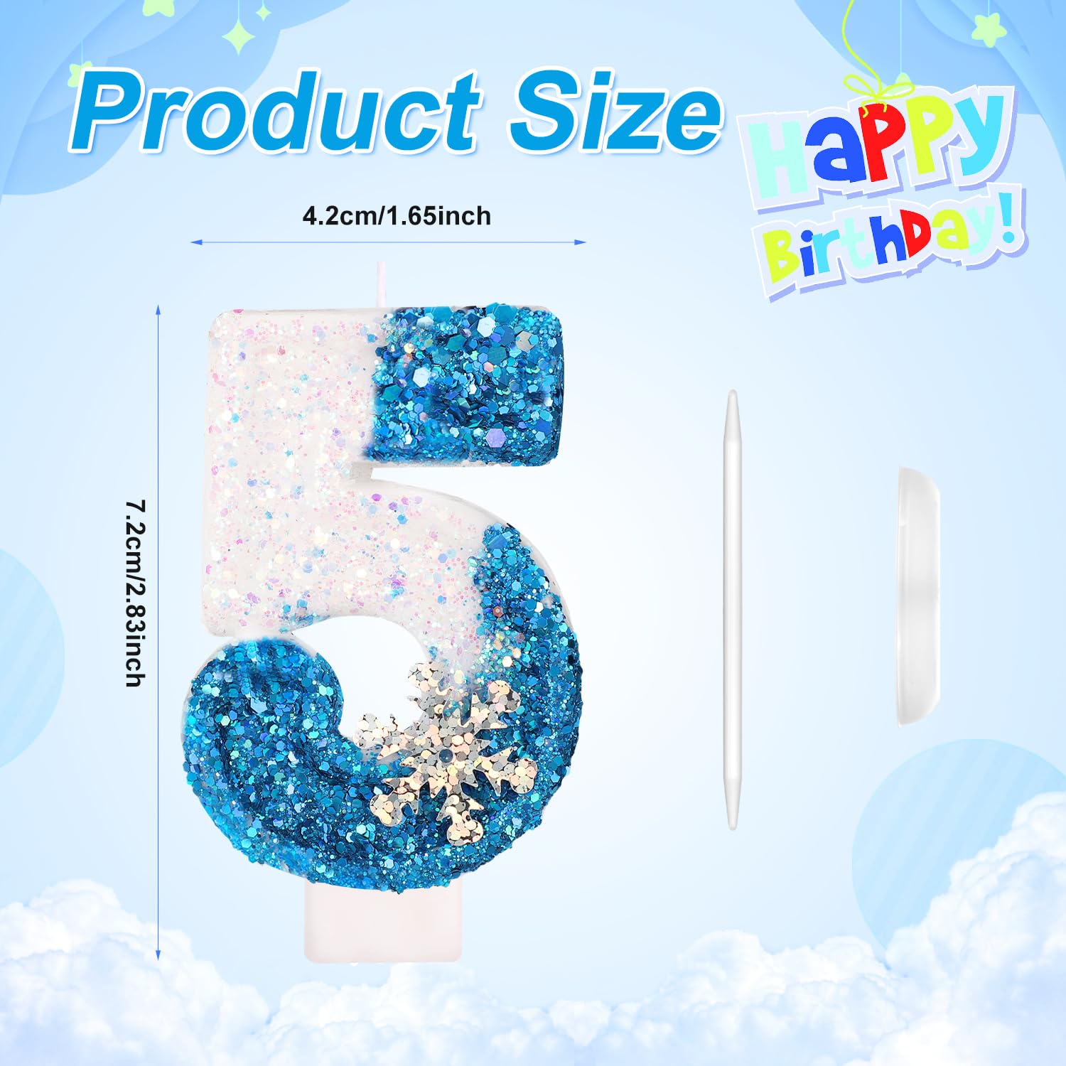 Frozen 0-9 Snowflake Candles for Birthday Wedding Cake Decor