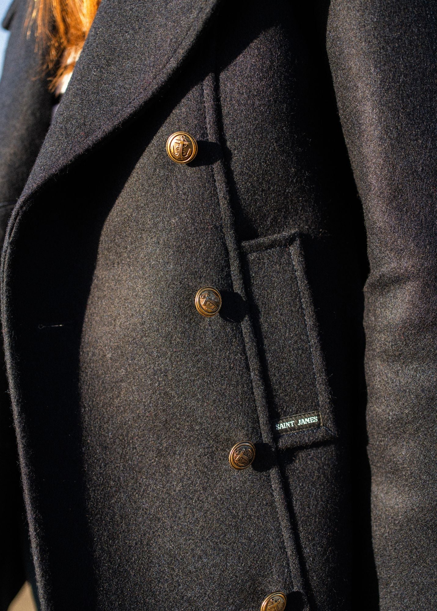 VOILURE II Authentic Women's Peacoat | 100% Wool Navy Blue Winter Coat | Warm & Stylish Outerwear for Work, Travel & Formal Occasions